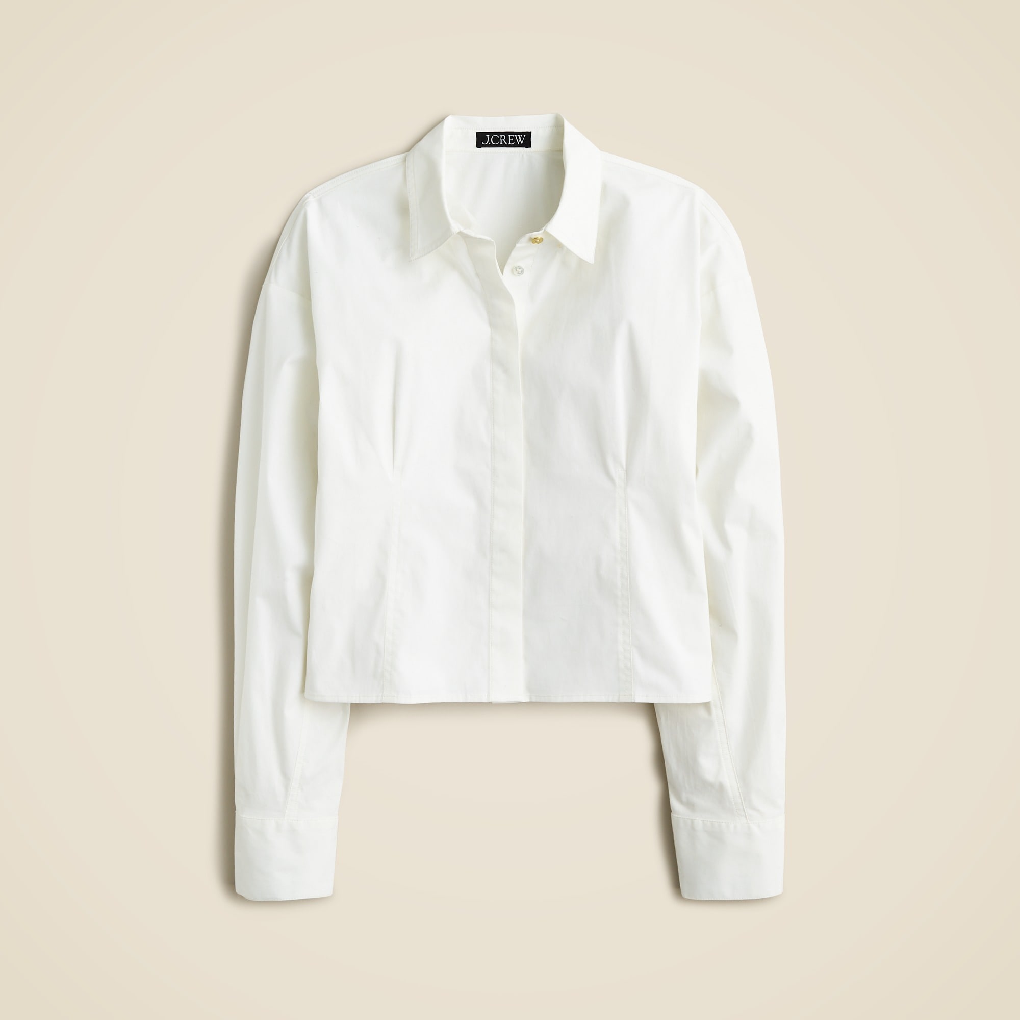  Fitted button-up shirt in stretch cotton-blend poplin