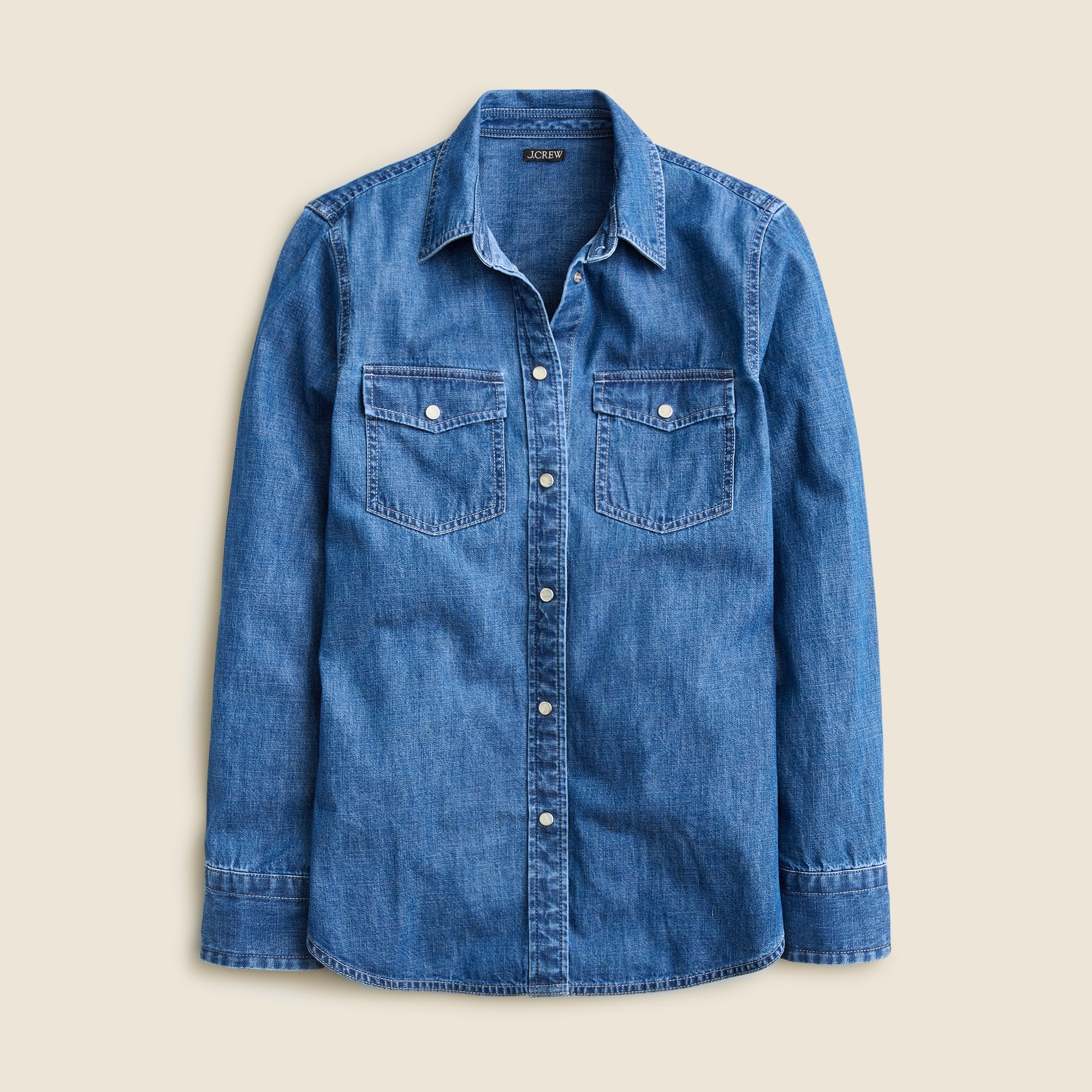  Petite Wren slim western shirt in light wash chambray