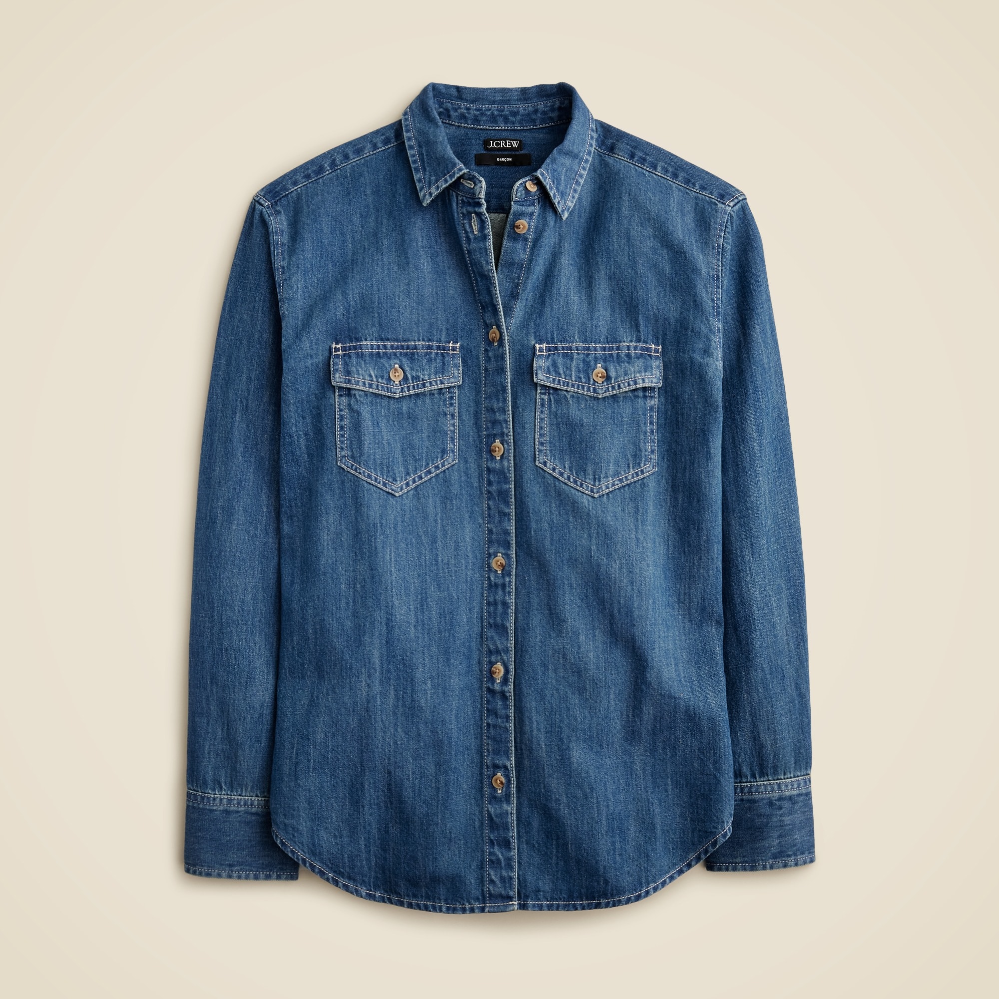  Petite gar&ccedil;on classic chambray shirt in dark wash