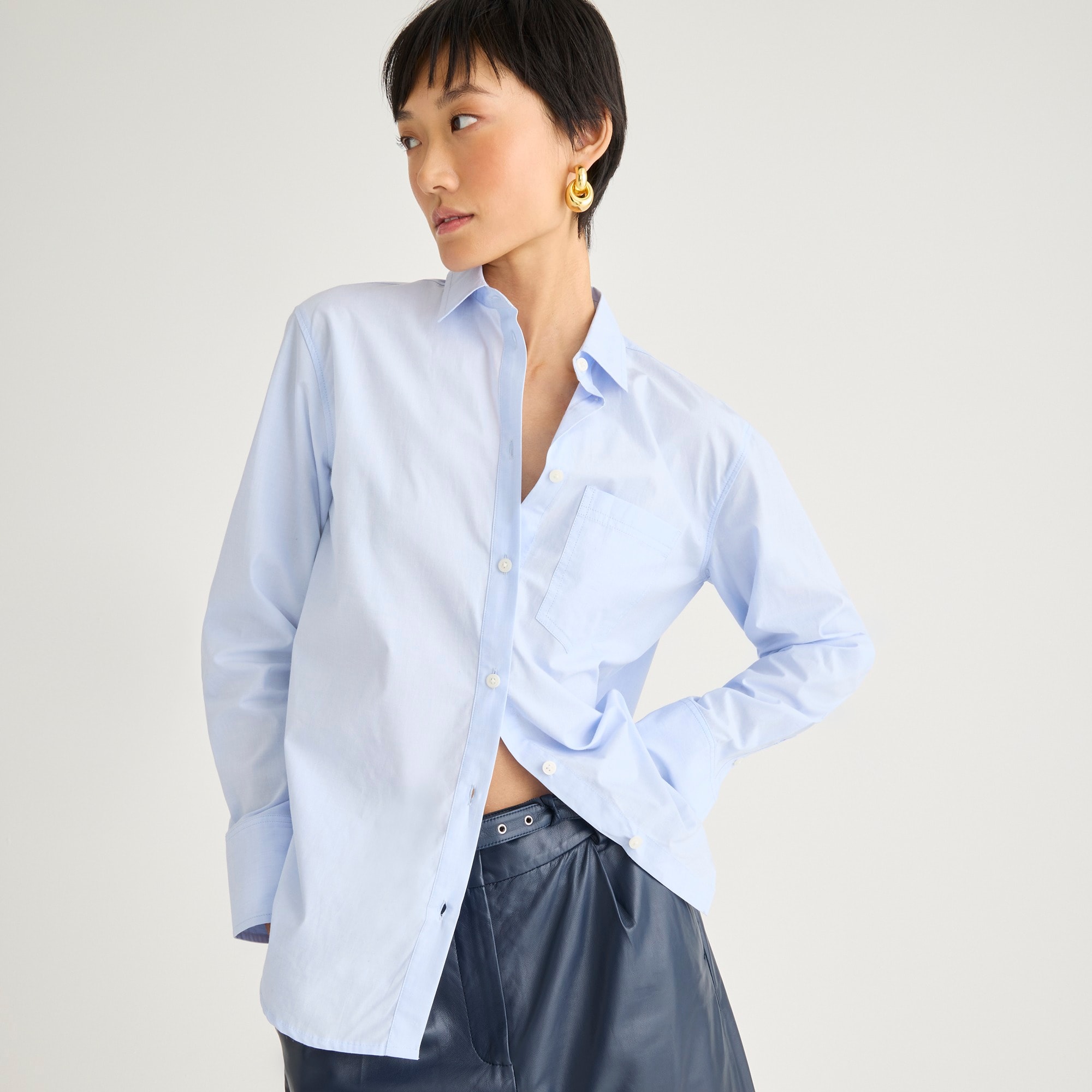 womens Petite gar&ccedil;on classic shirt in cotton poplin