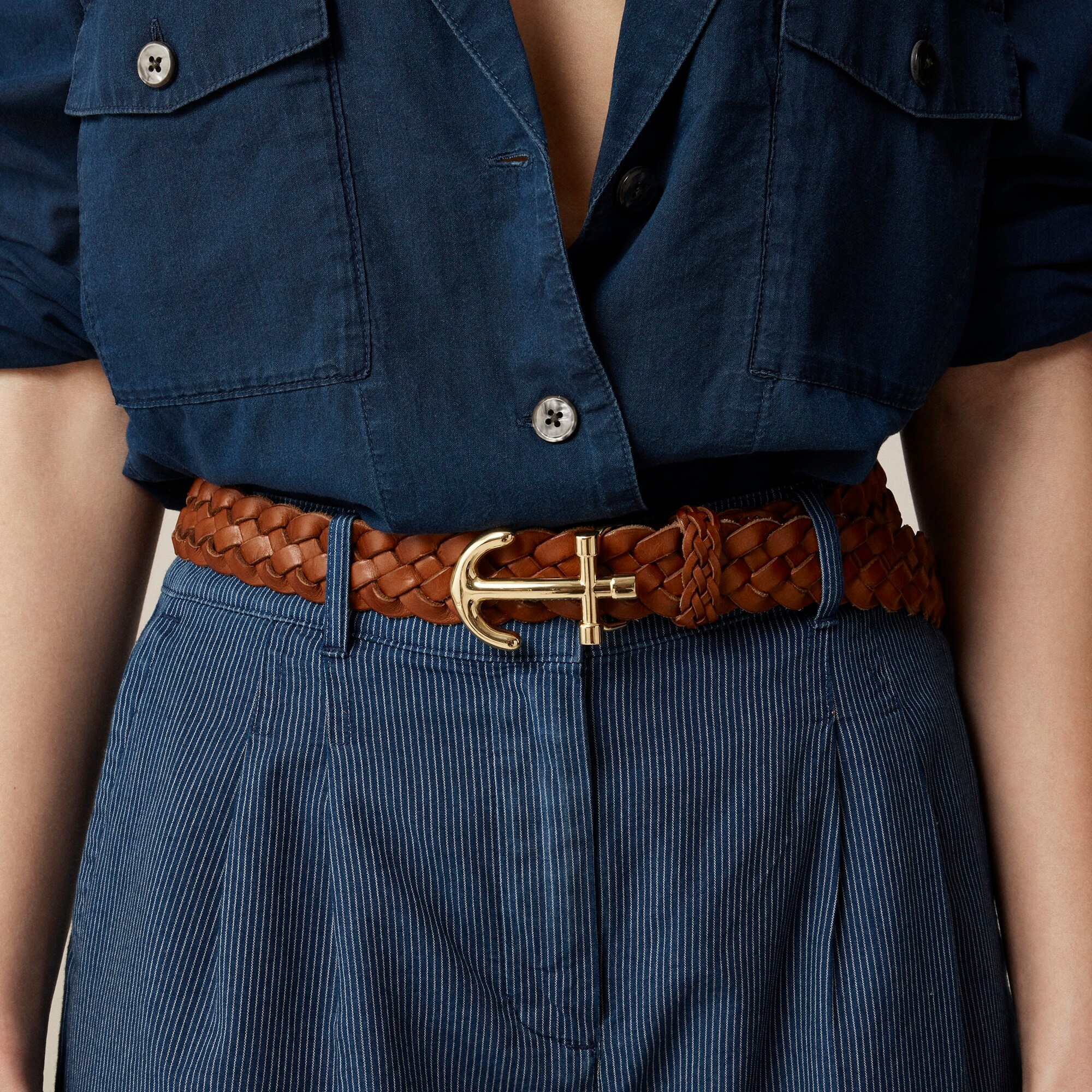 womens Anchor-buckle belt in Italian leather