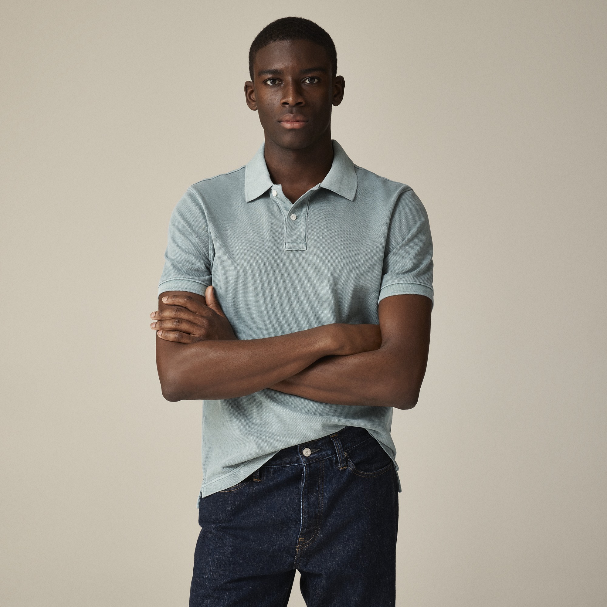 mens Washed piqu&eacute; polo shirt