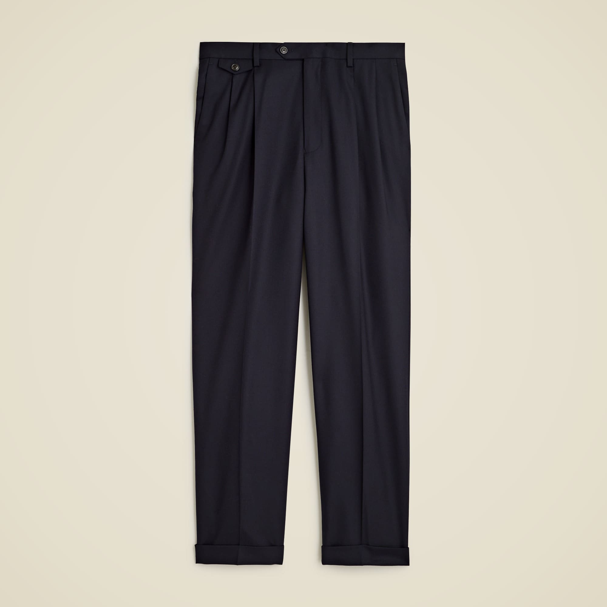 mens Relaxed-fit single-pleat trouser in Italian wool flannel