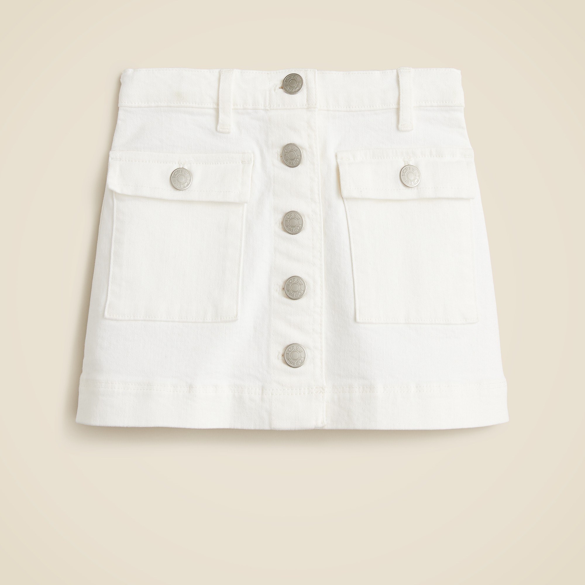 girls Girls' button-front denim mini skirt in white