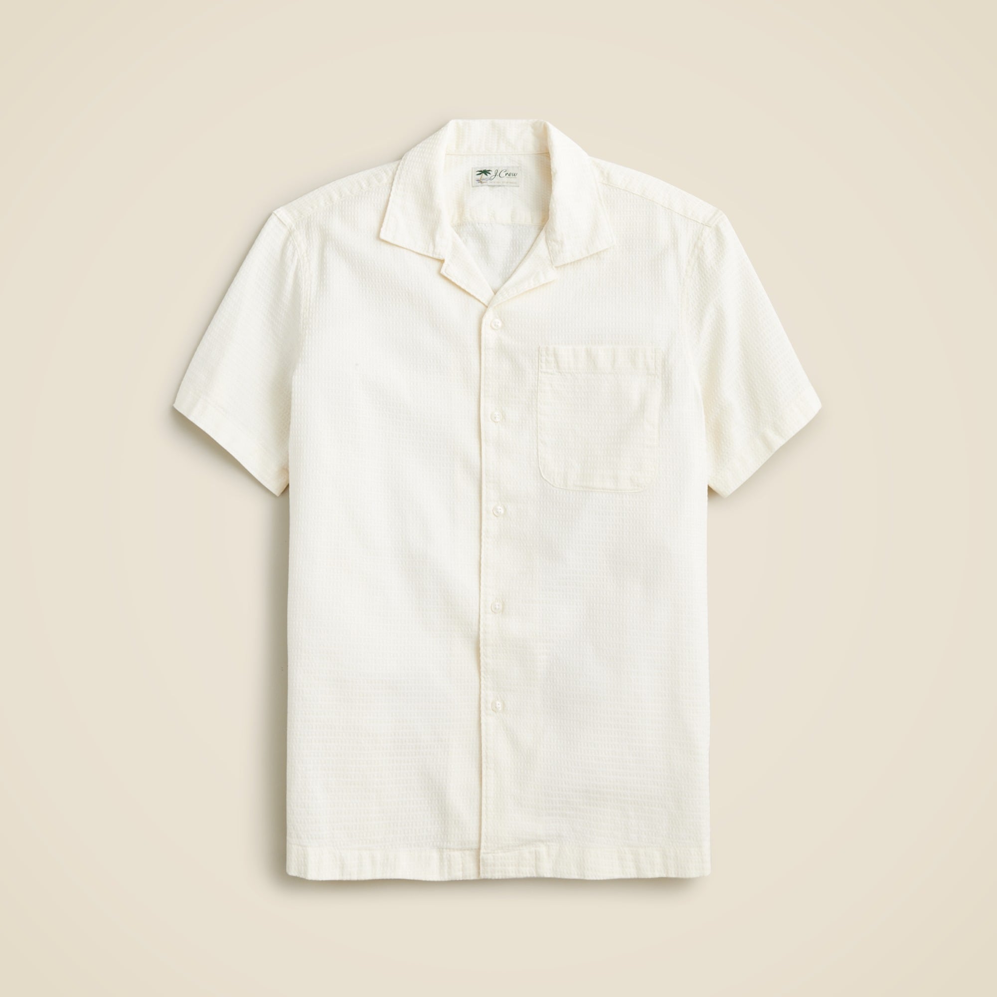  Relaxed short-sleeve textured cotton camp-collar shirt