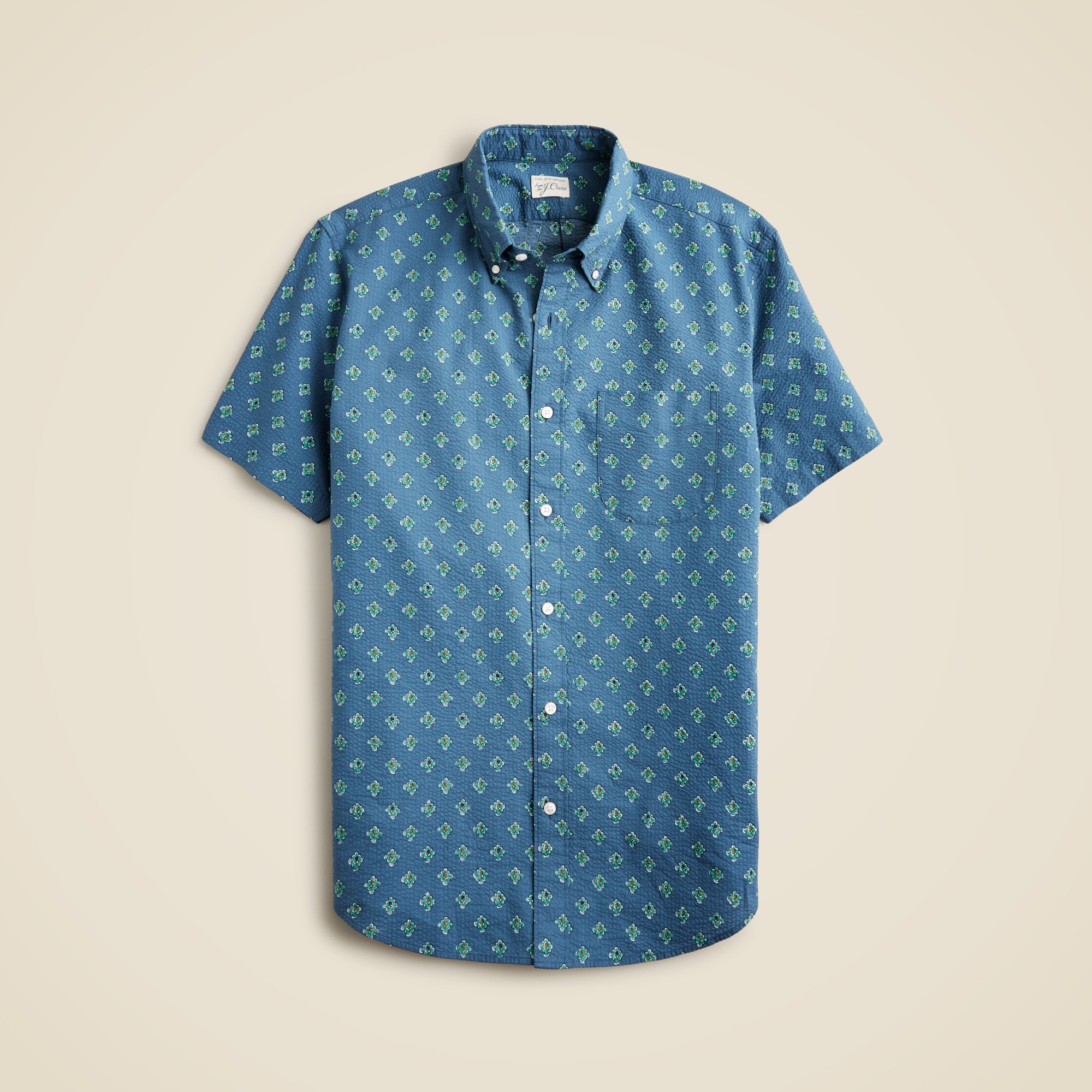  Short-sleeve seersucker shirt in print