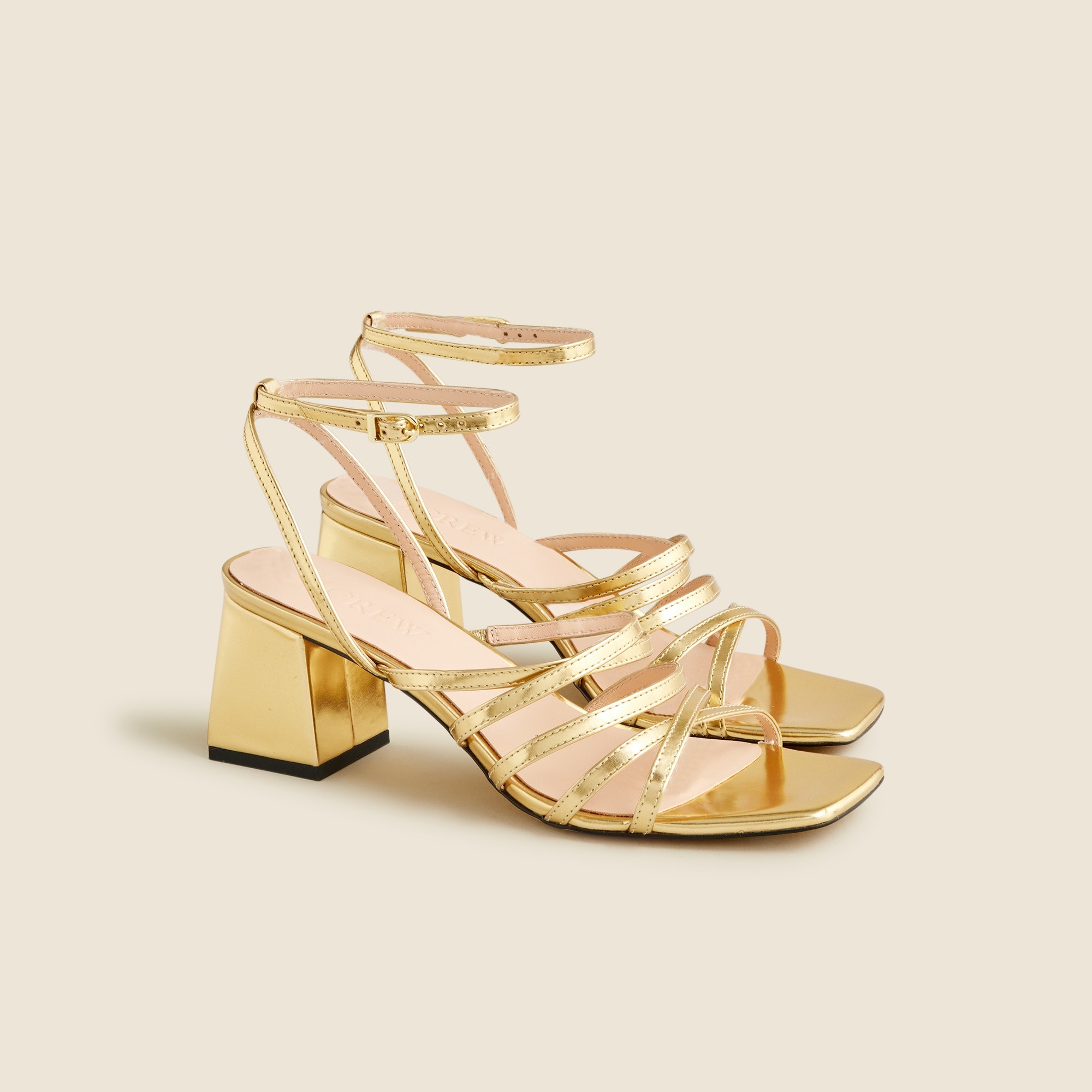  Layne strappy-sandal heels in metallic leather