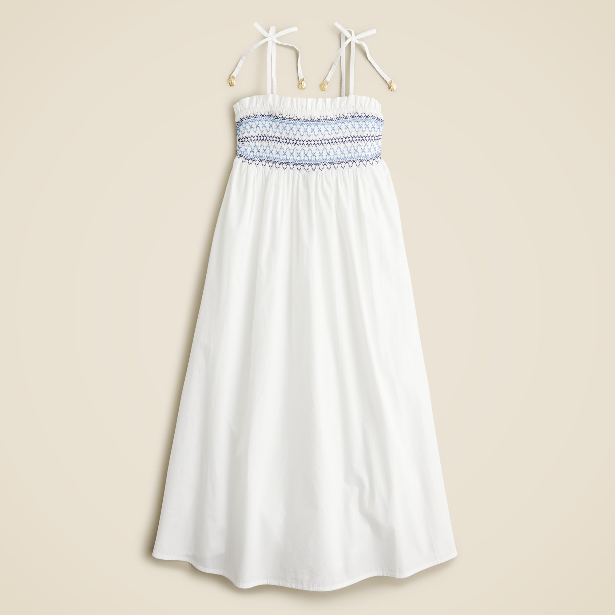  Girls' Paloma smocked maxi dress in cotton poplin