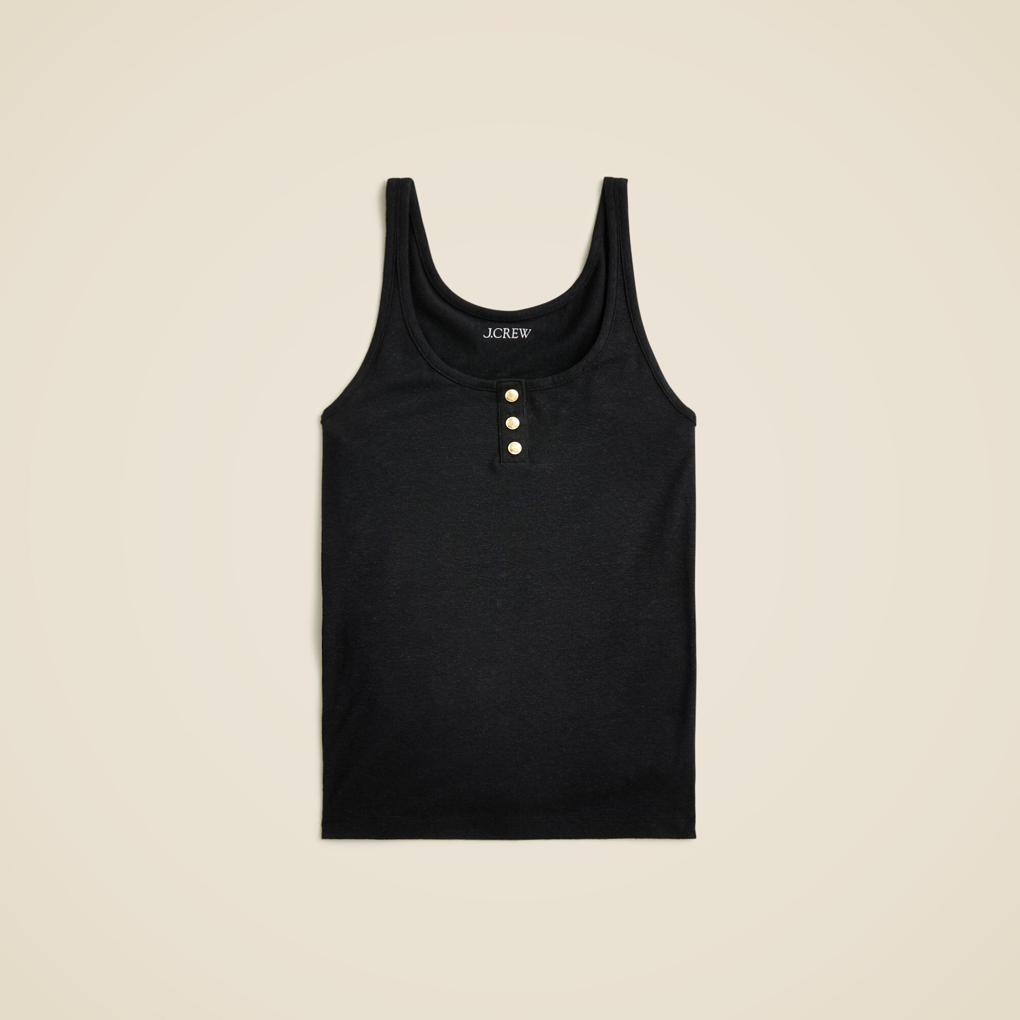  Henley tank top in stretch linen blend