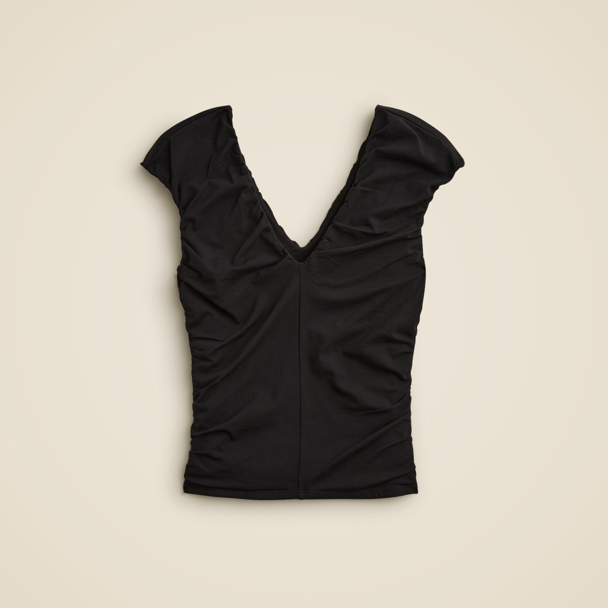  Ruched V-neck top in stretch cotton blend