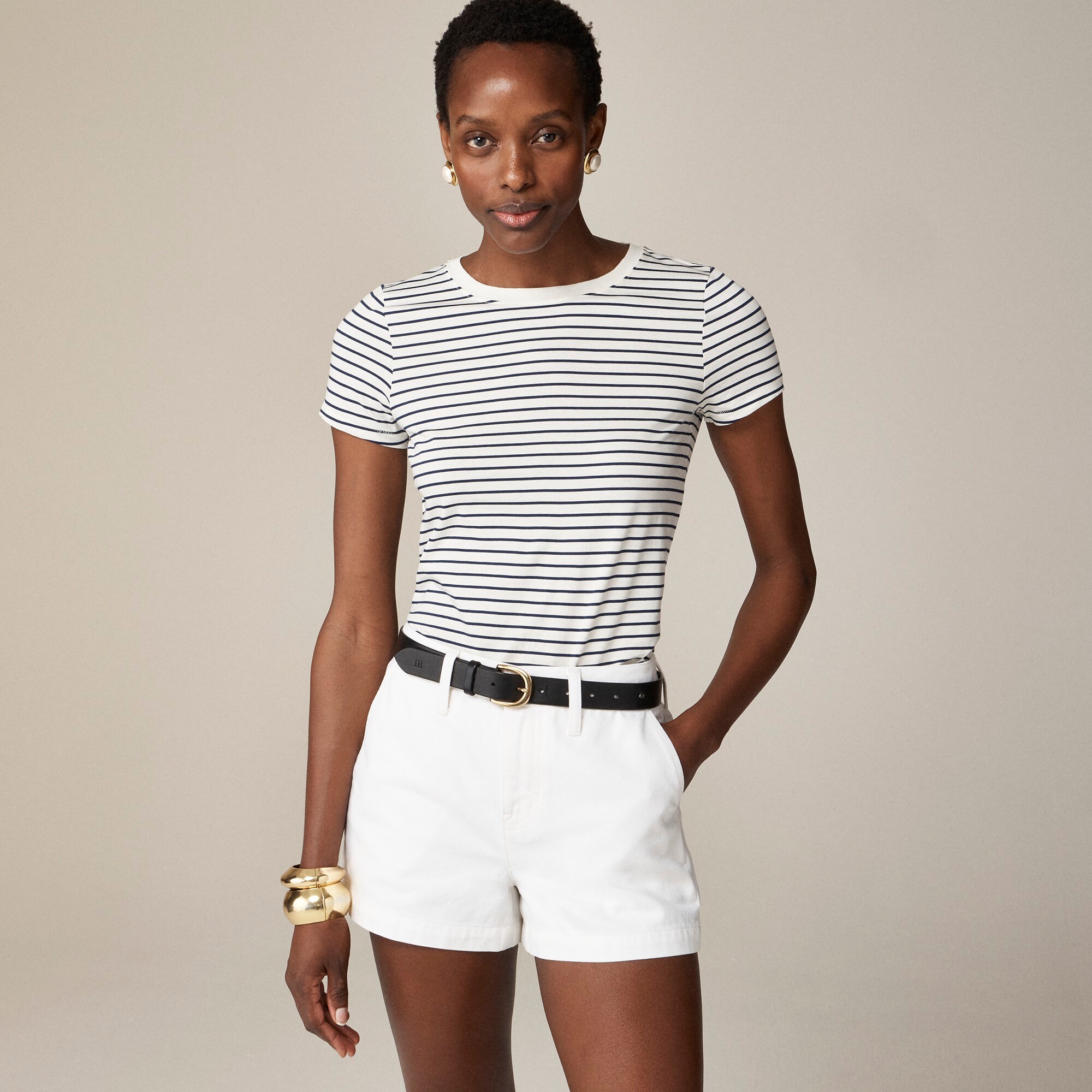 womens Pima cotton slim-fit T-shirt in stripe