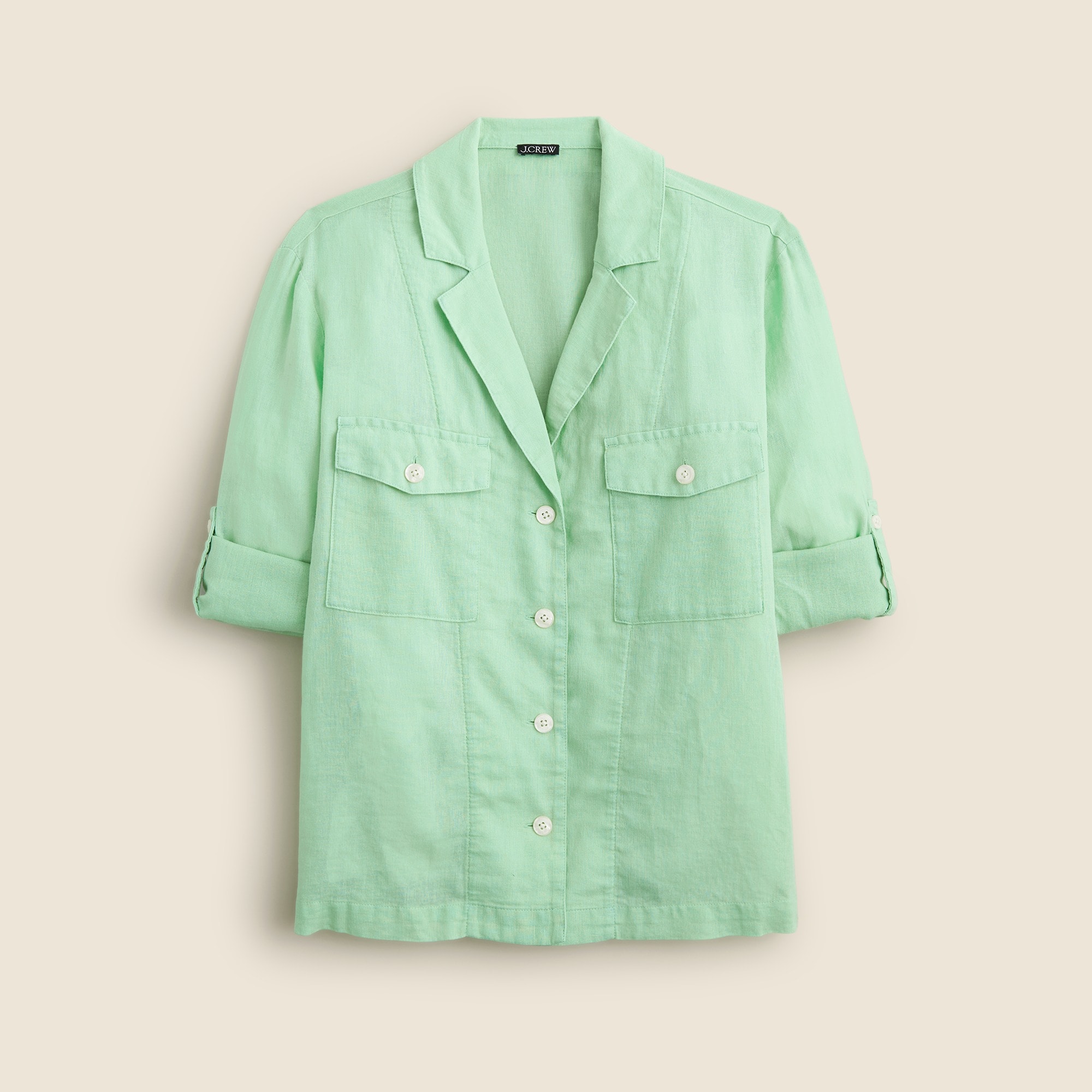  Camp-collar shirt in featherweight linen blend