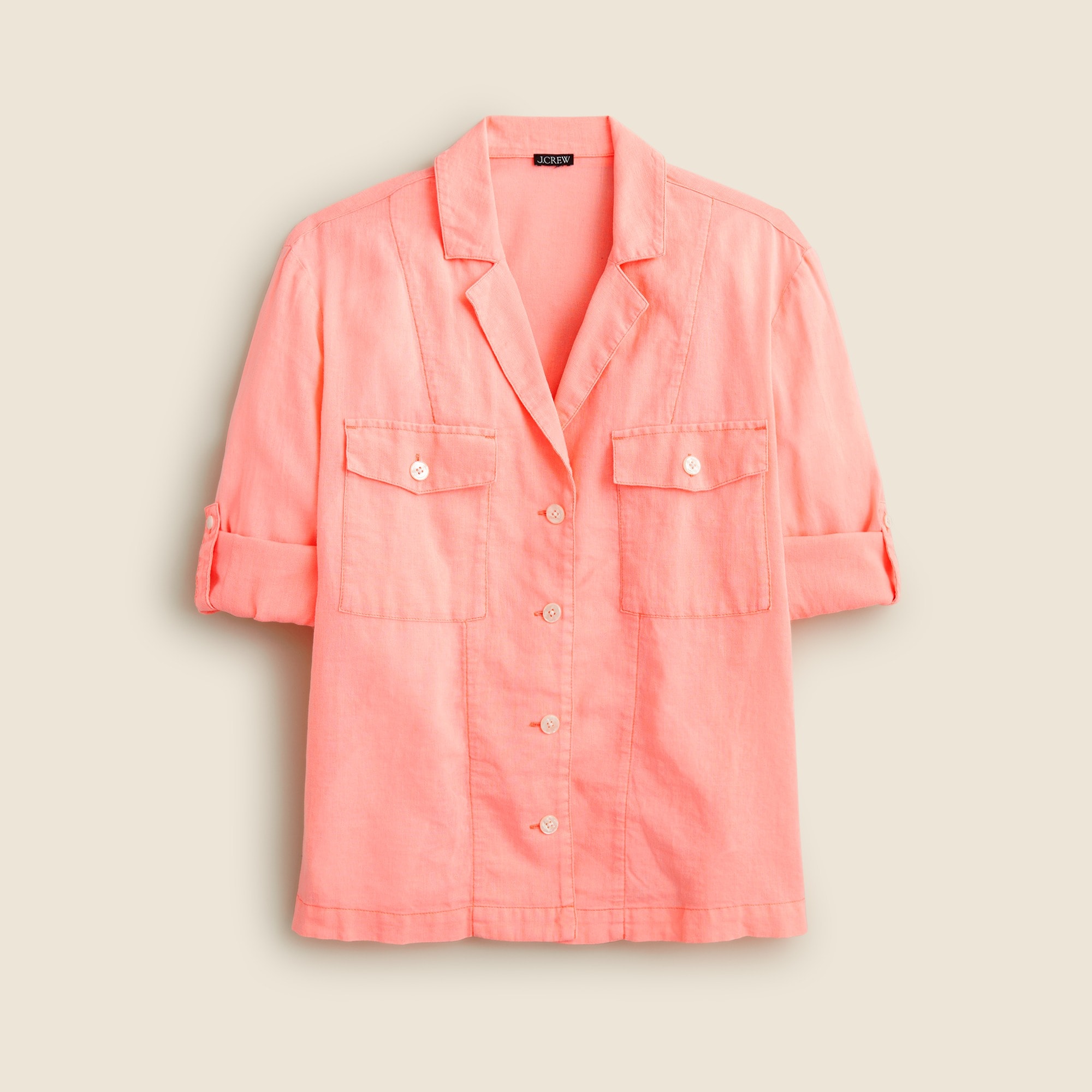  Camp-collar shirt in featherweight linen blend