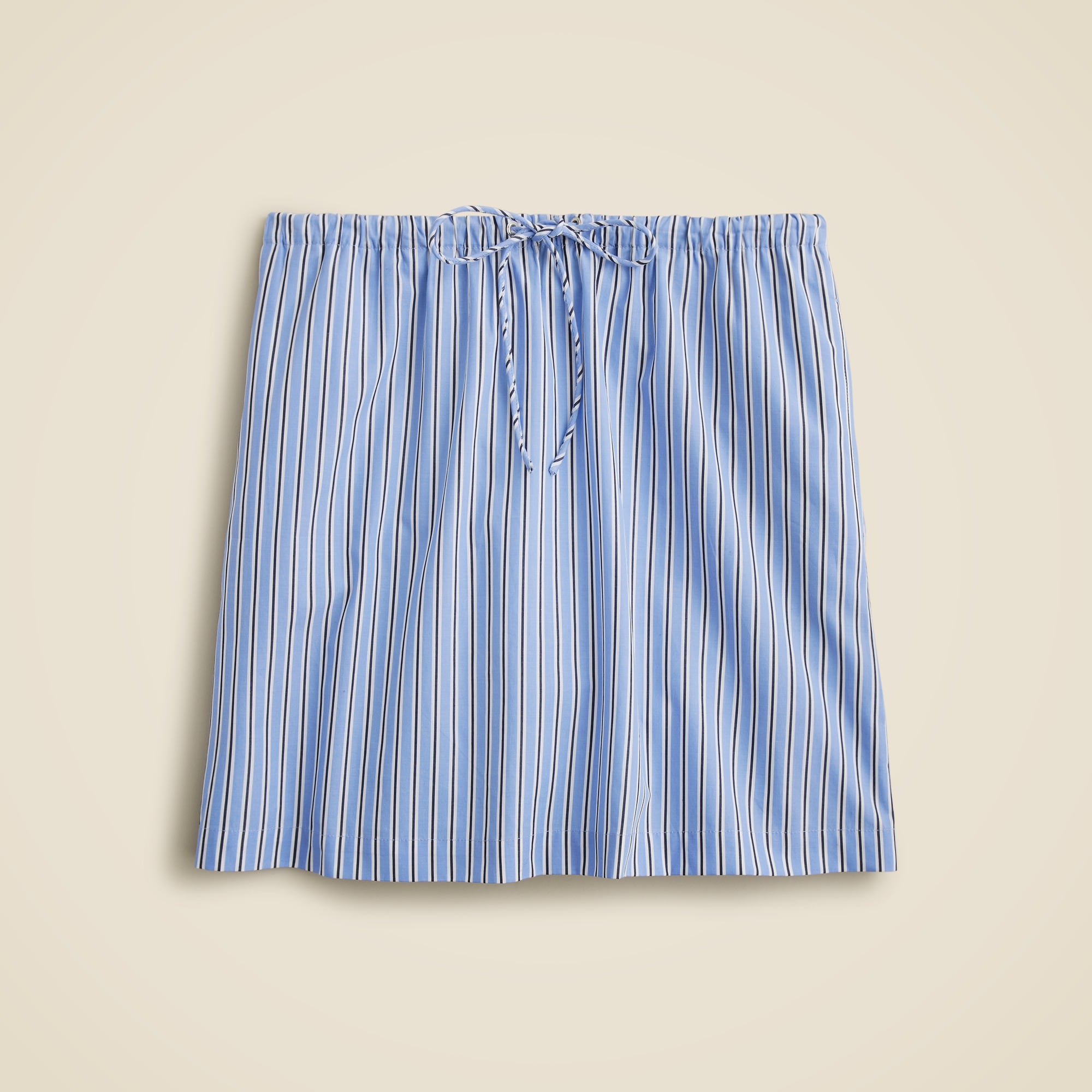  Tie-waist mini skirt in striped cotton poplin