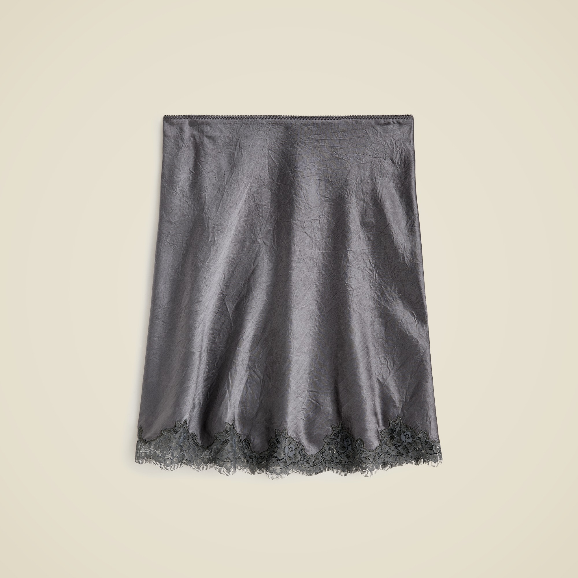  Gwen lace-trim slip skirt in textured satin