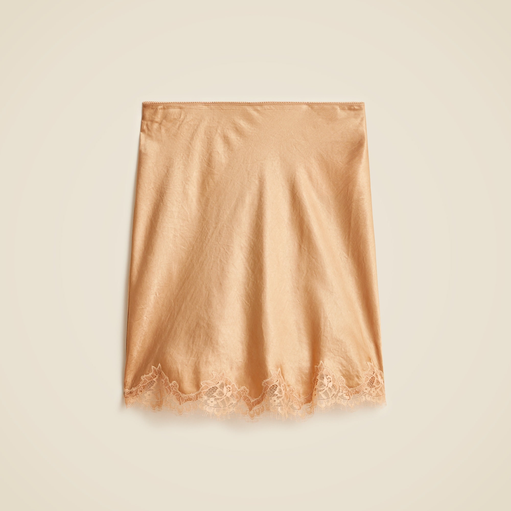 womens Gwen lace-trim slip skirt in textured satin