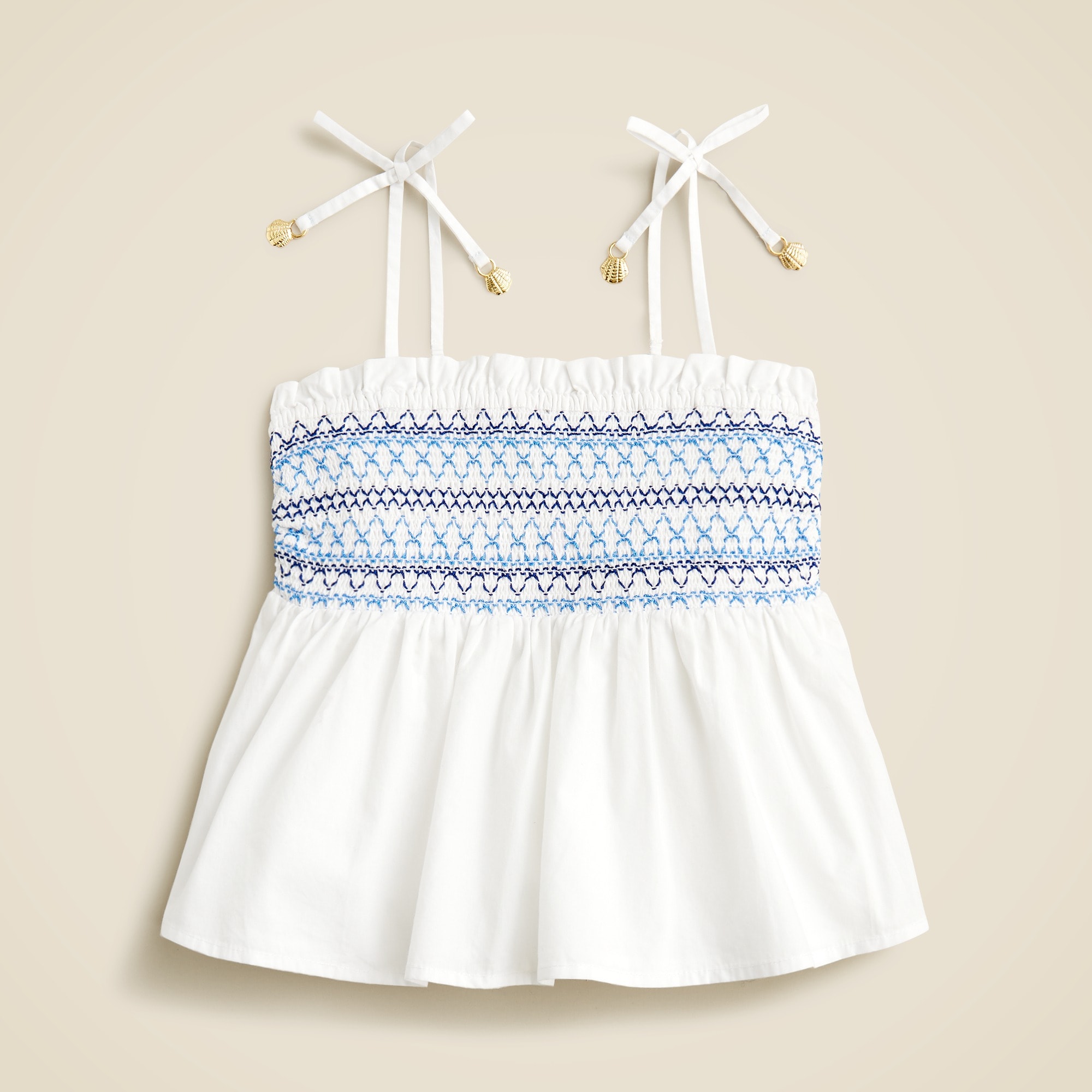  Girls' Paloma smocked tank top in cotton poplin