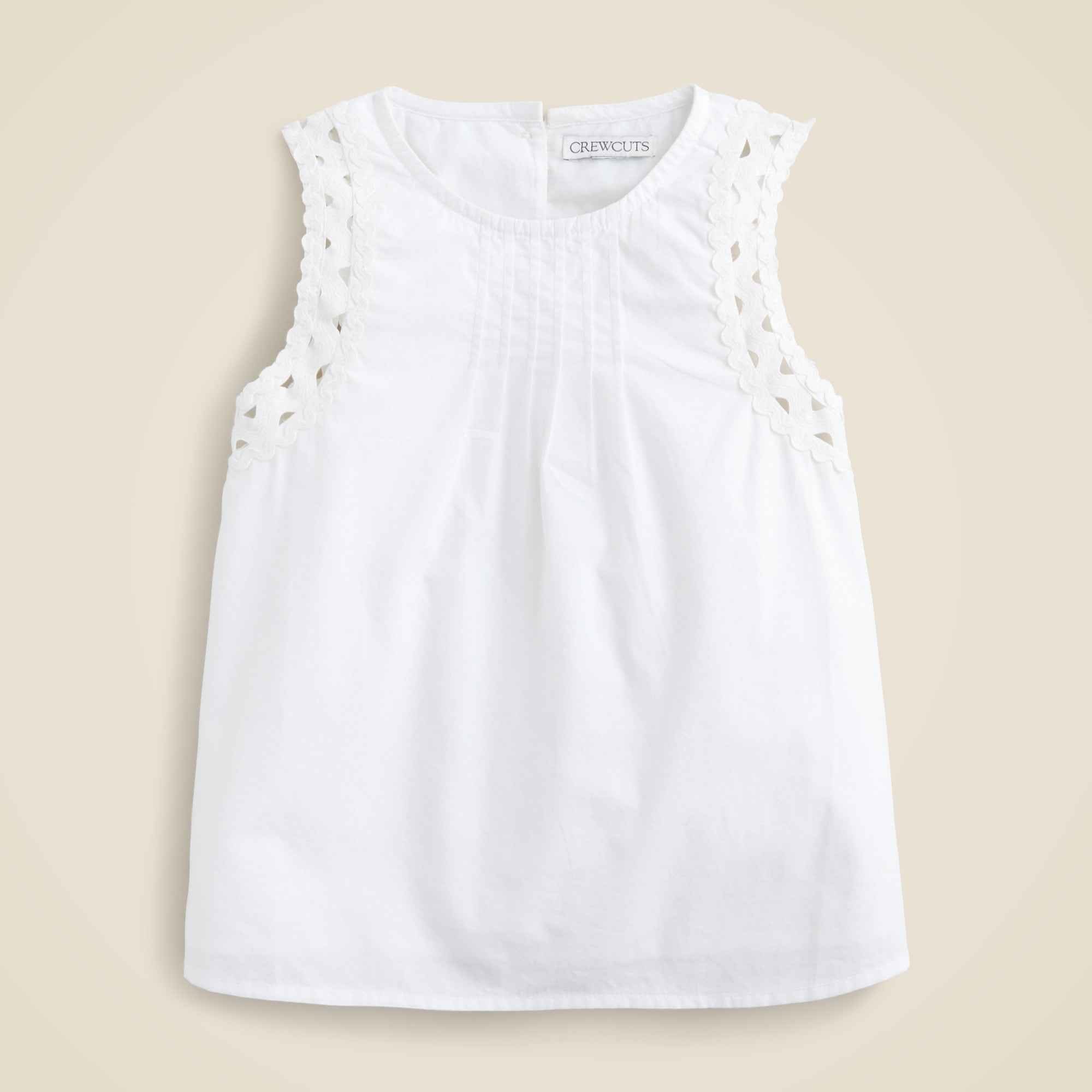 girls Girls' rickrack tank top in cotton poplin