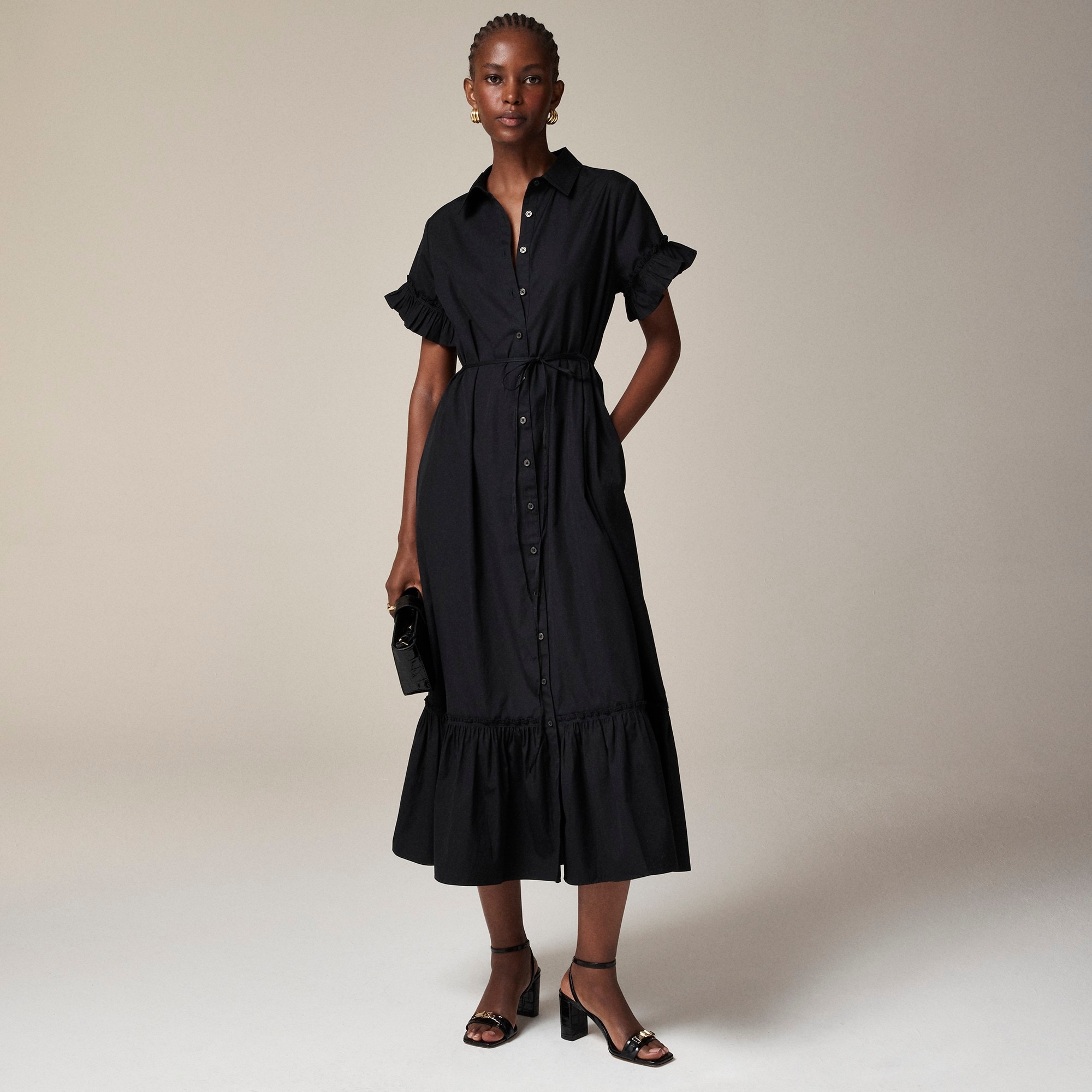 womens Amelia maxi shirtdress in cotton poplin