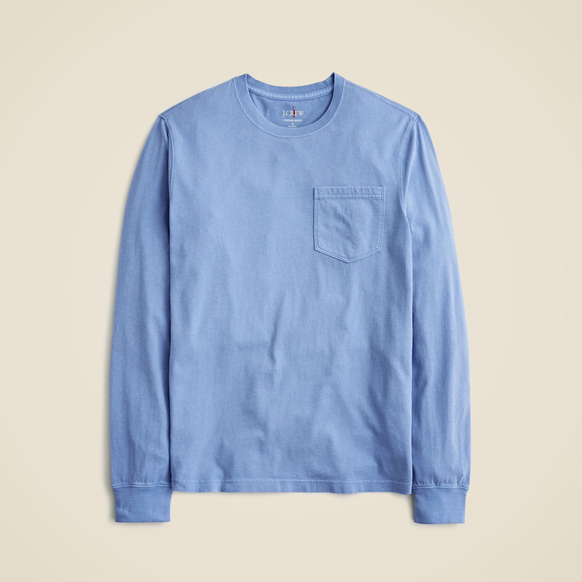 mens Long-sleeve vintage-wash cotton pocket T-shirt