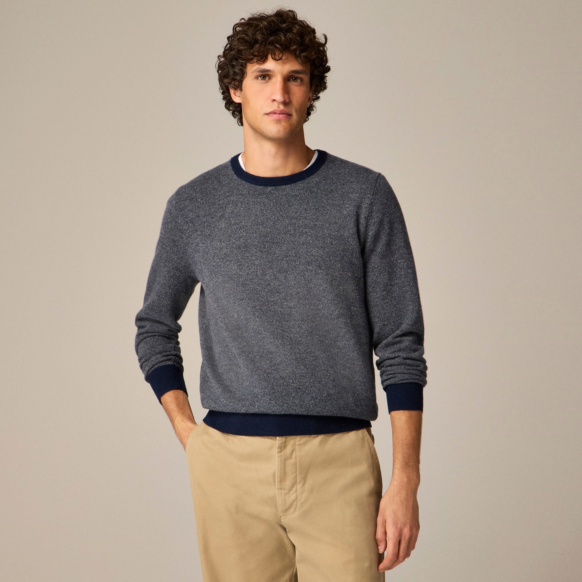 mens Cashmere sweater in bird's-eye