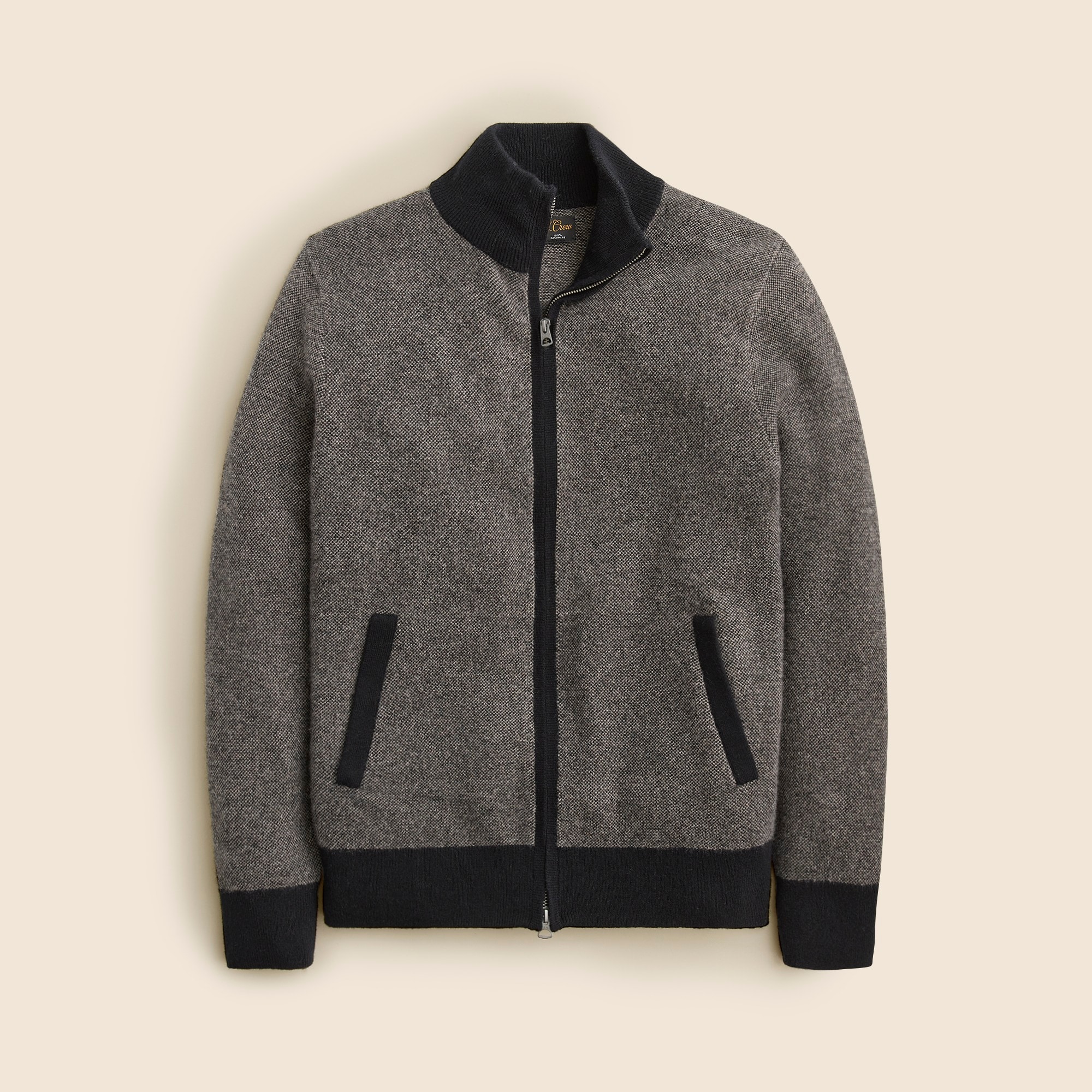 mens Cashmere full-zip sweater in bird's-eye stitch