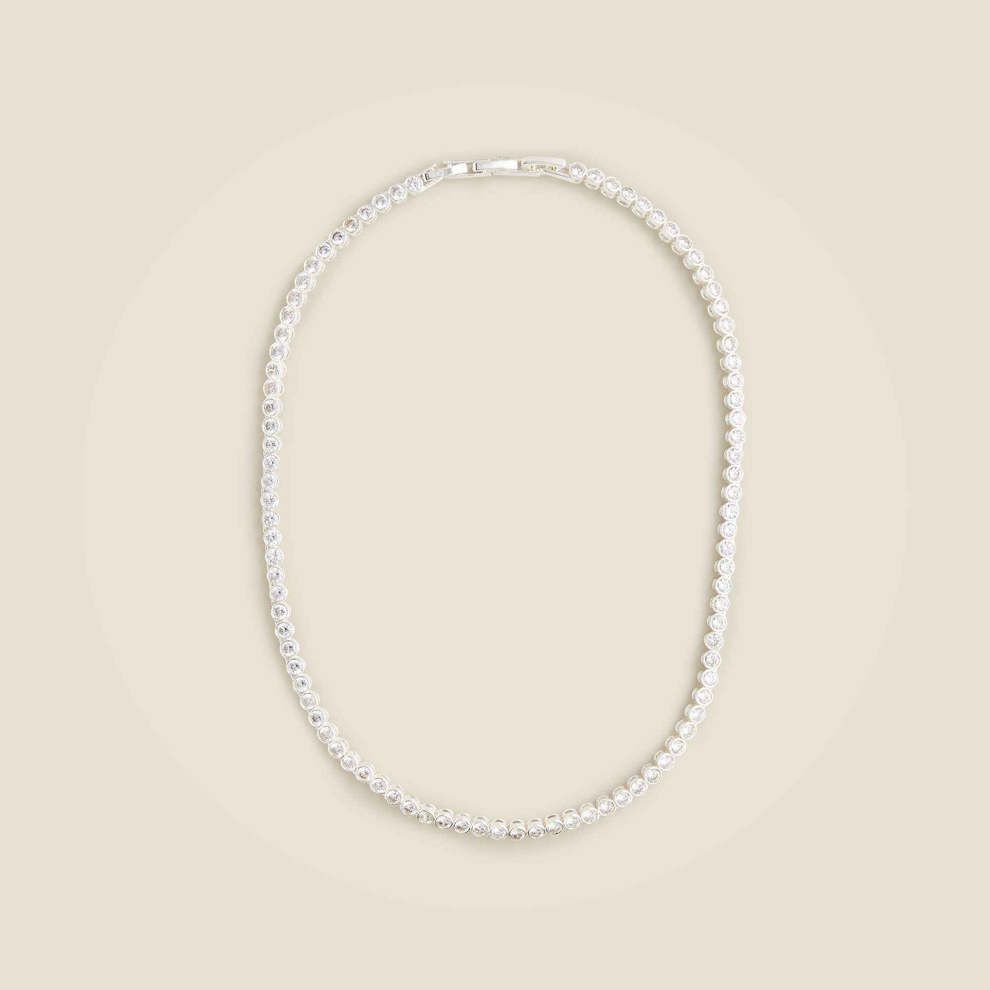 womens Round cubic zirconia bezel-set tennis necklace