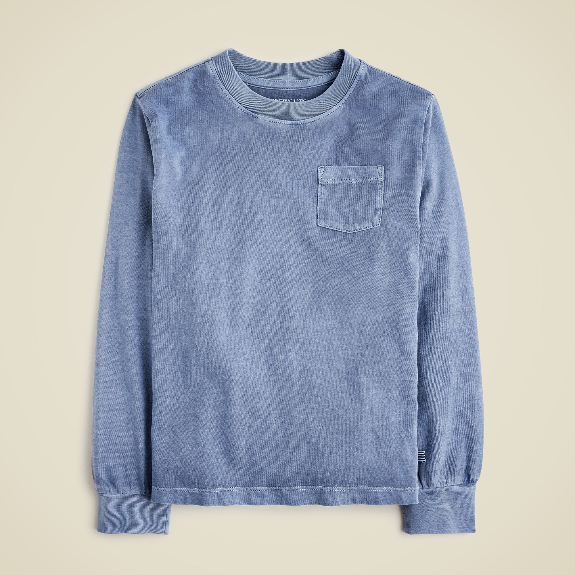 boys Kids' long-sleeve garment-dyed pocket T-shirt in broken-in-jersey