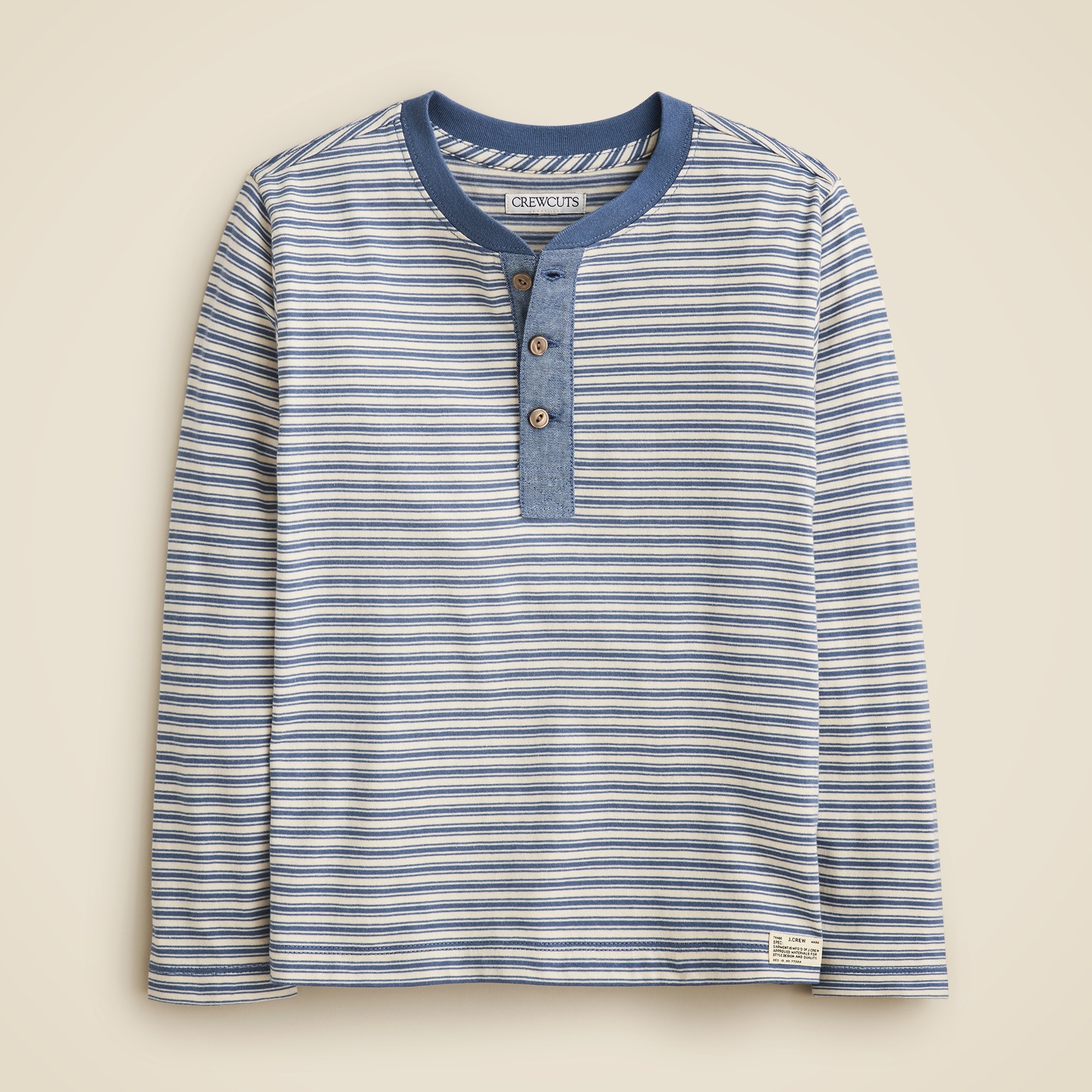 boys Kids' long-sleeve striped henley T-shirt in vintage jersey