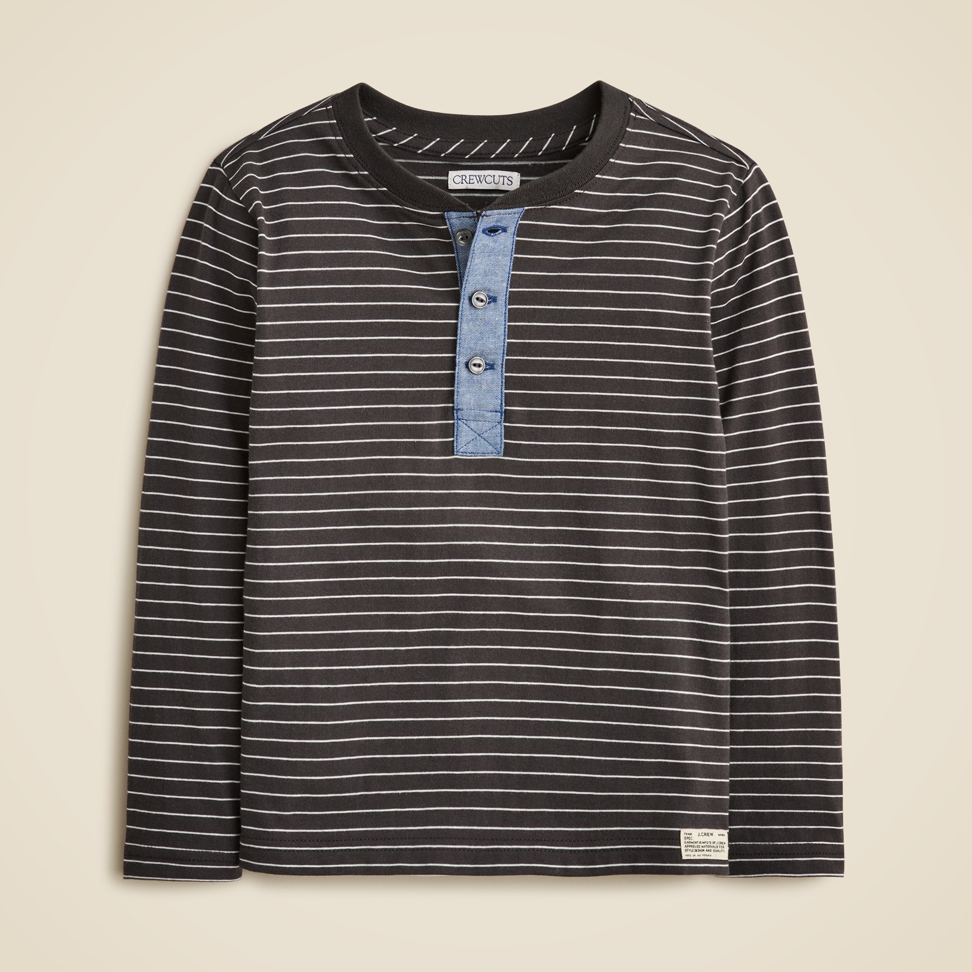 boys Kids' long-sleeve striped henley T-shirt in vintage jersey