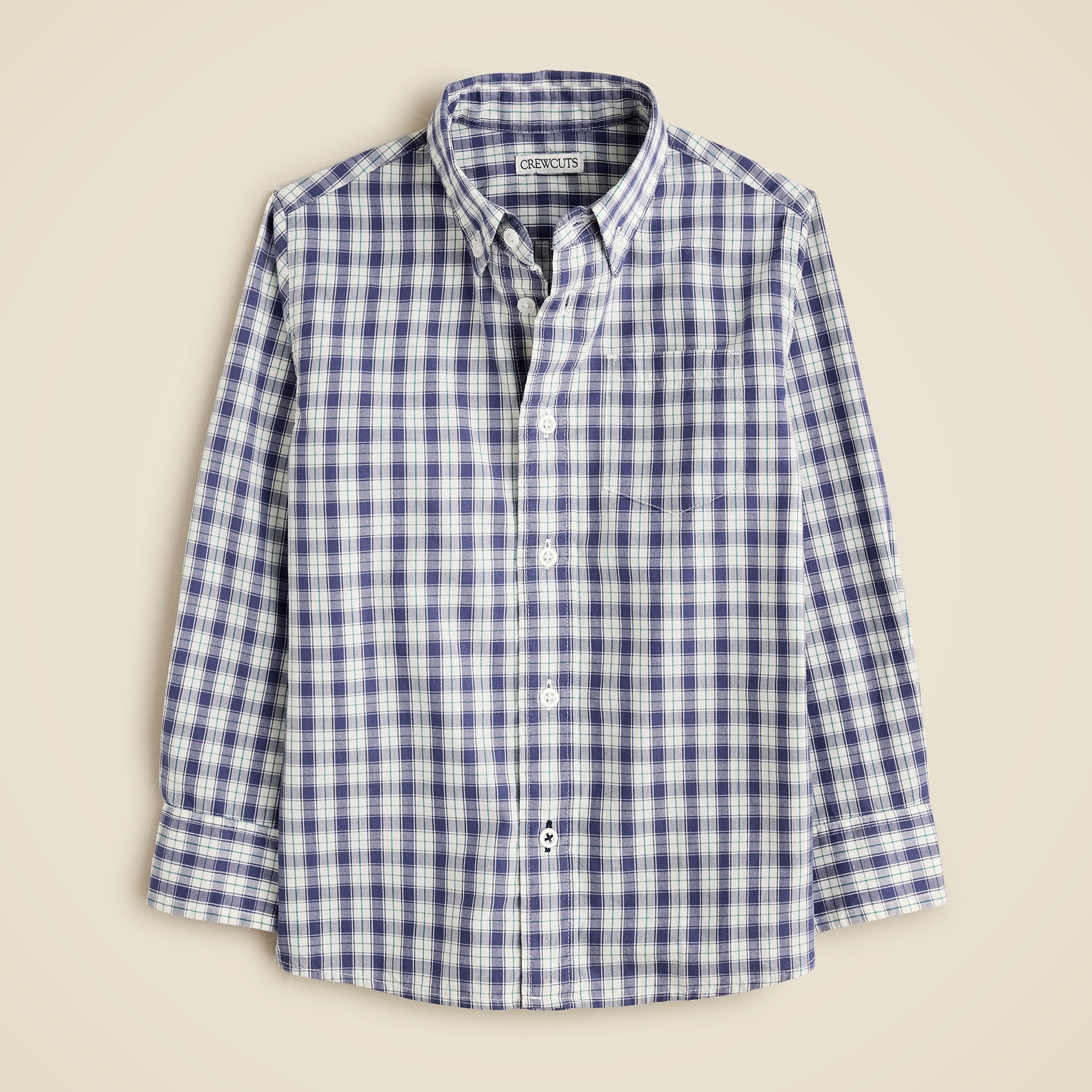  Kids' stretch poplin button-down in plaid