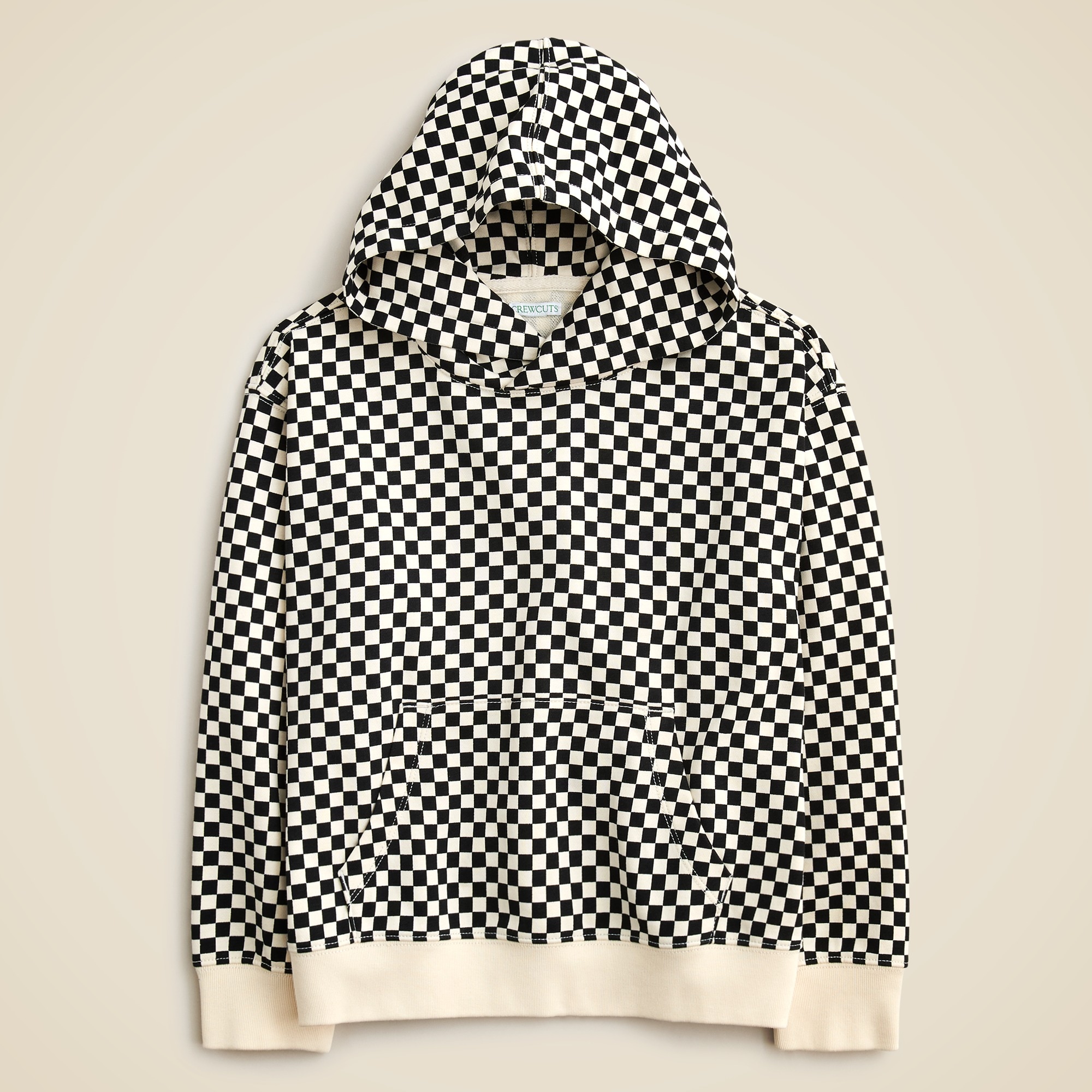 boys KID by Crewcuts garment-dyed hoodie in checkerboard print