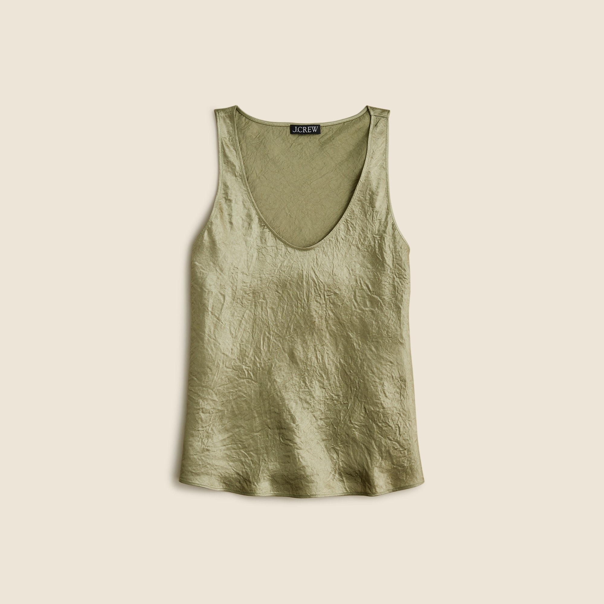 womens Scoopneck tank top in textured satin