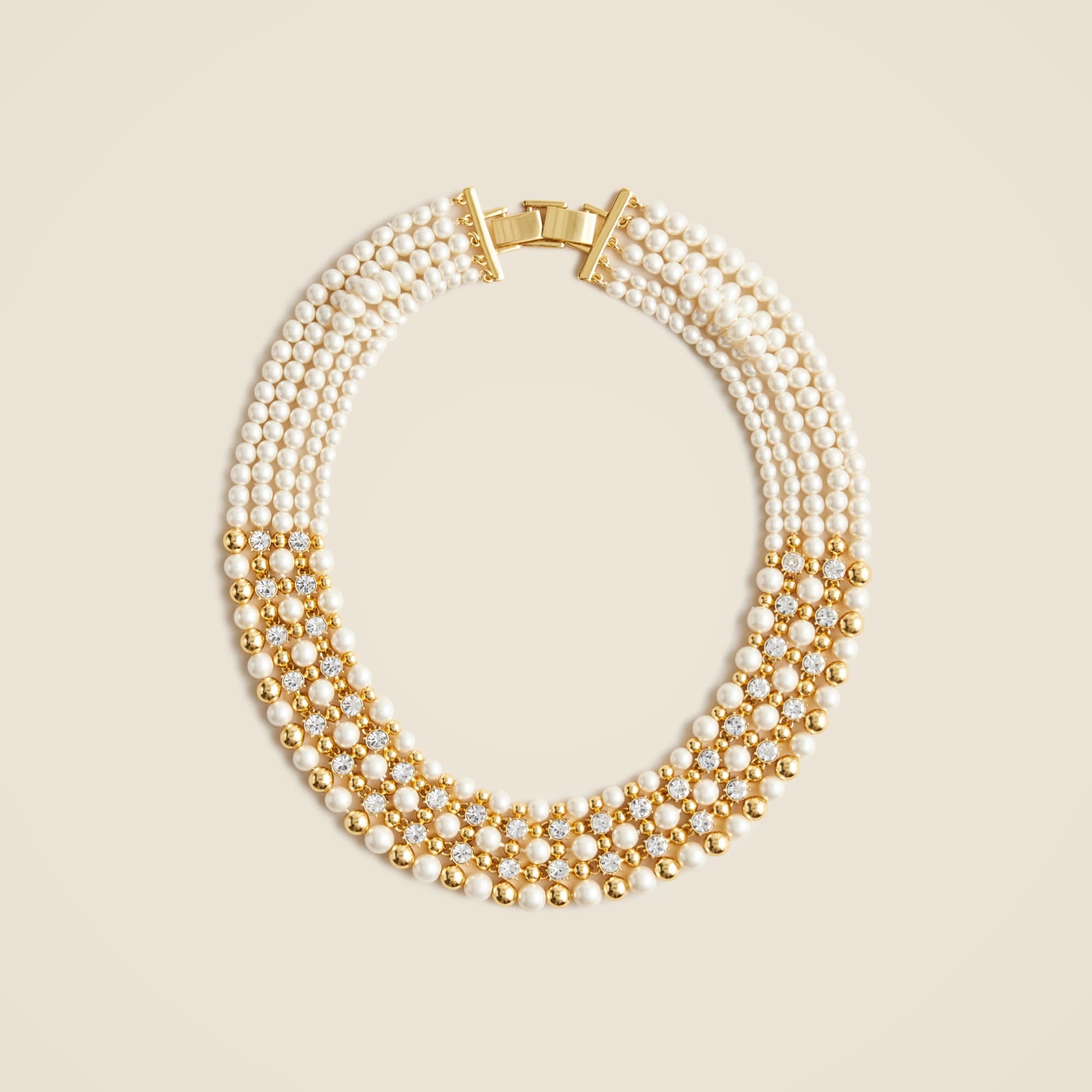 womens Crystal and pearl chainlink necklace