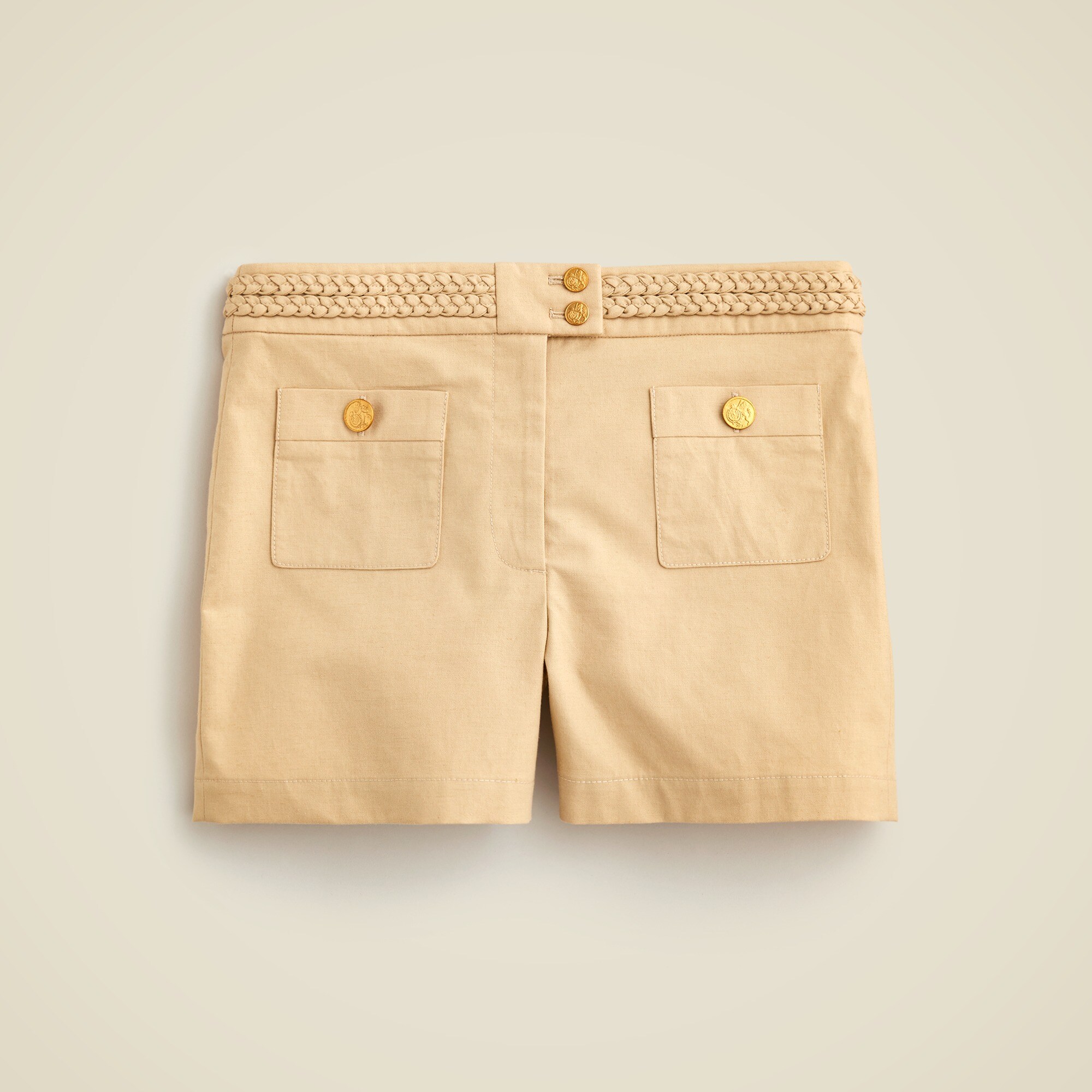  Cotton-blend mini short with braided trim