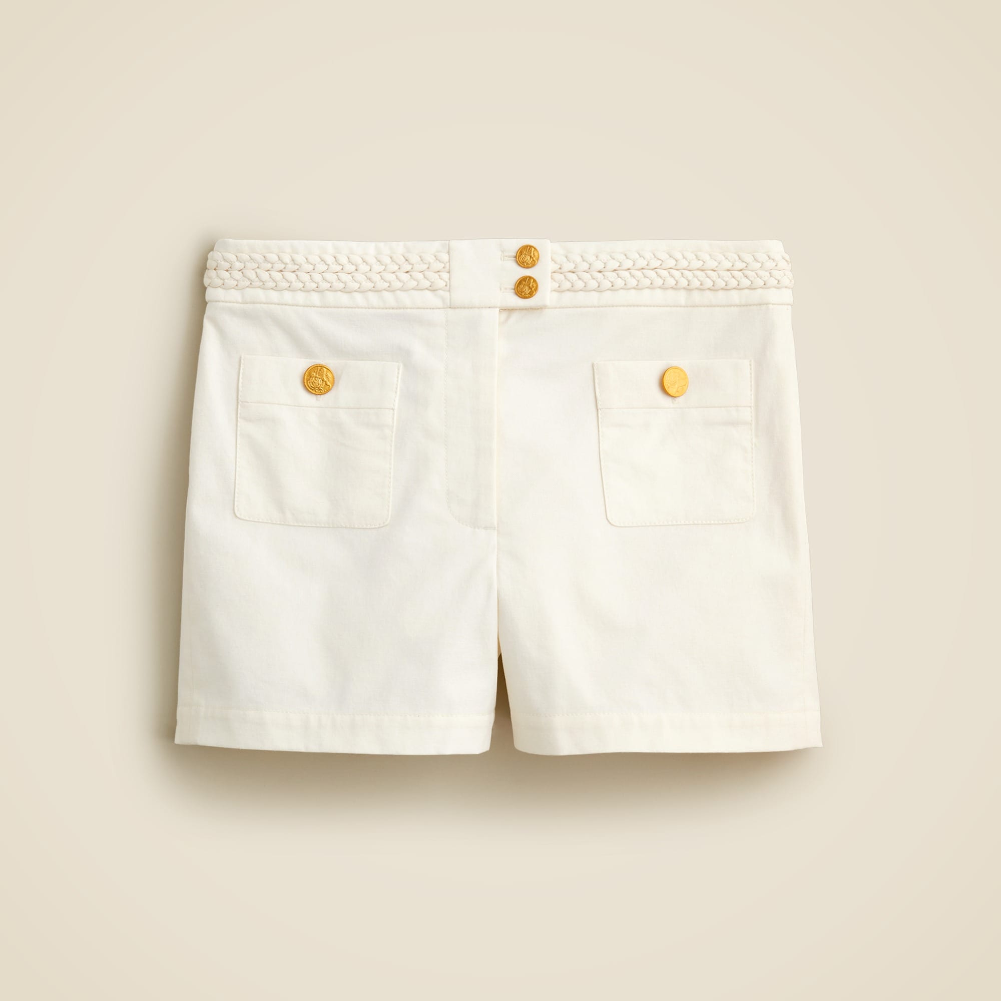  Cotton-blend mini short with braided trim