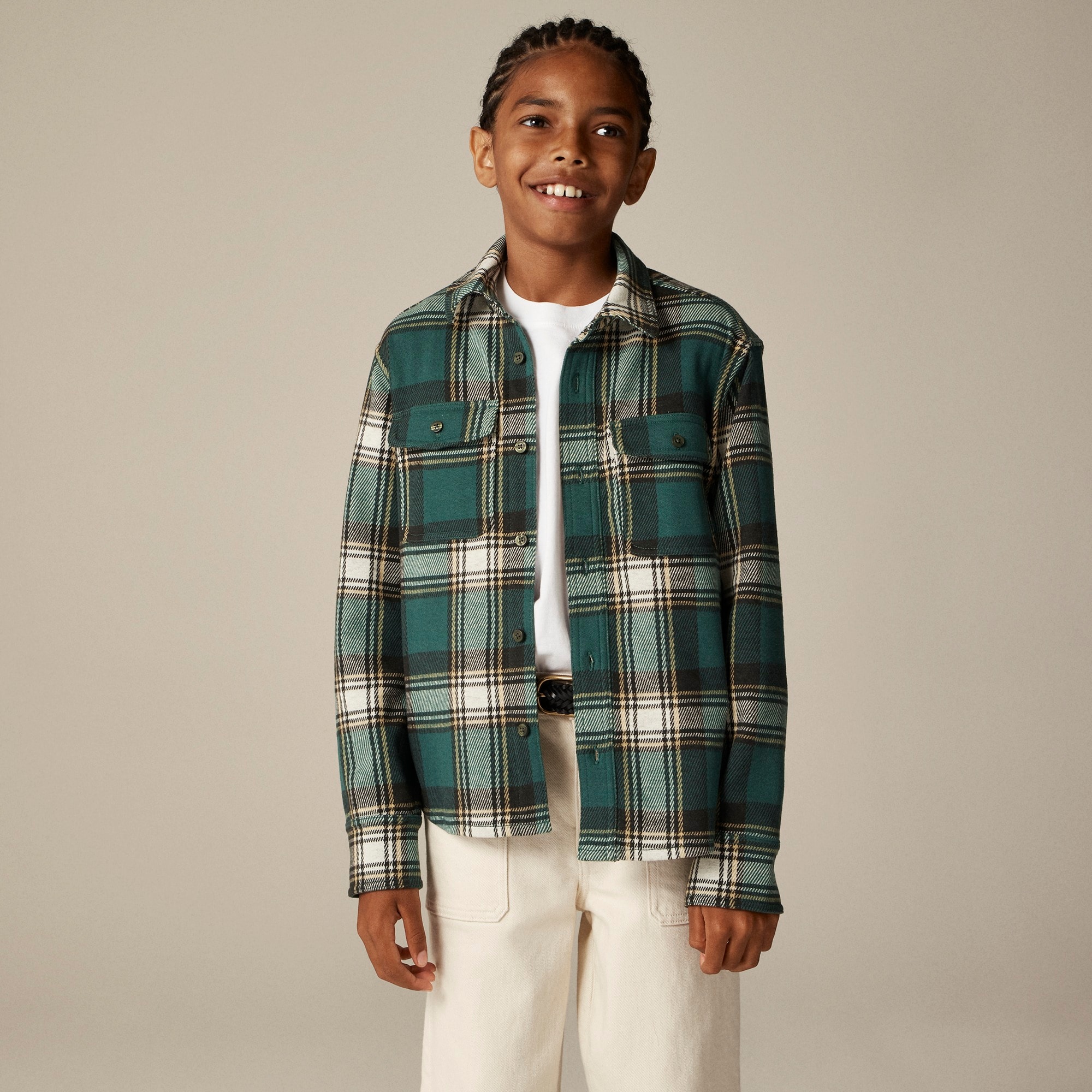 boys Kids' long-sleeve Seaboard soft-knit shirt in plaid