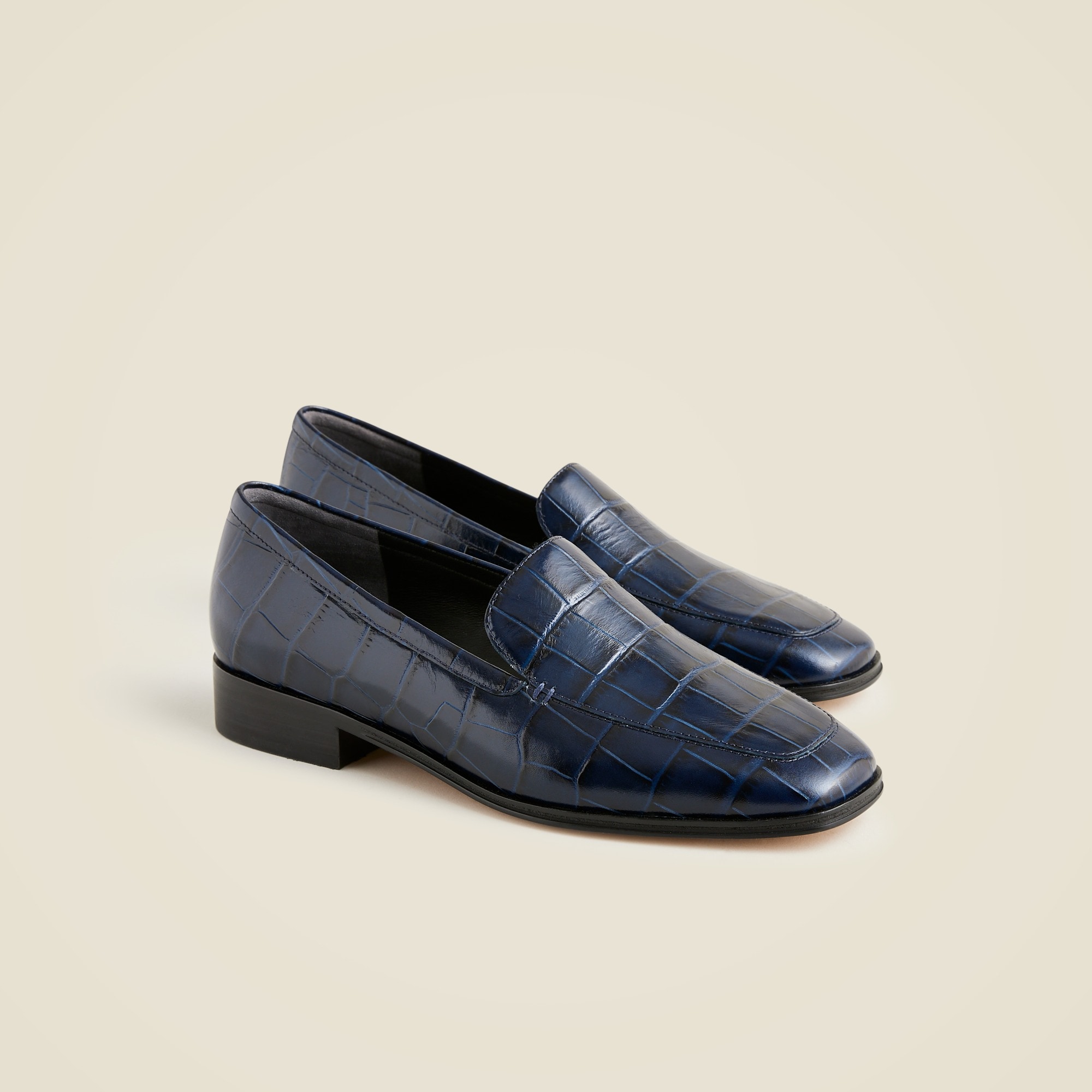 womens Maison loafers in croc-embossed Italian leather