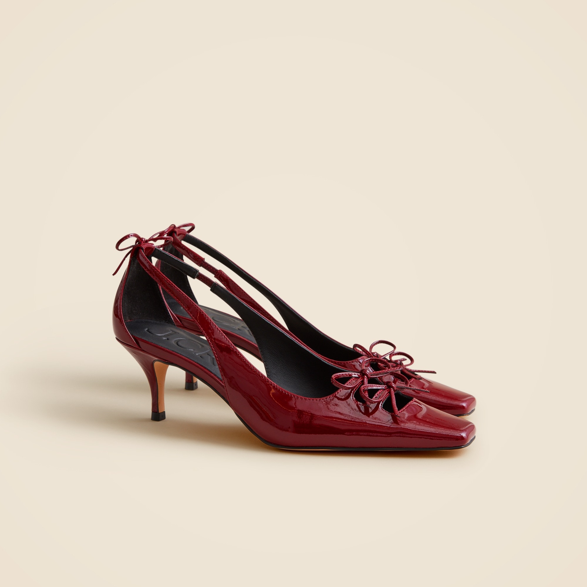 womens Leona slingback bow heels in patent leather