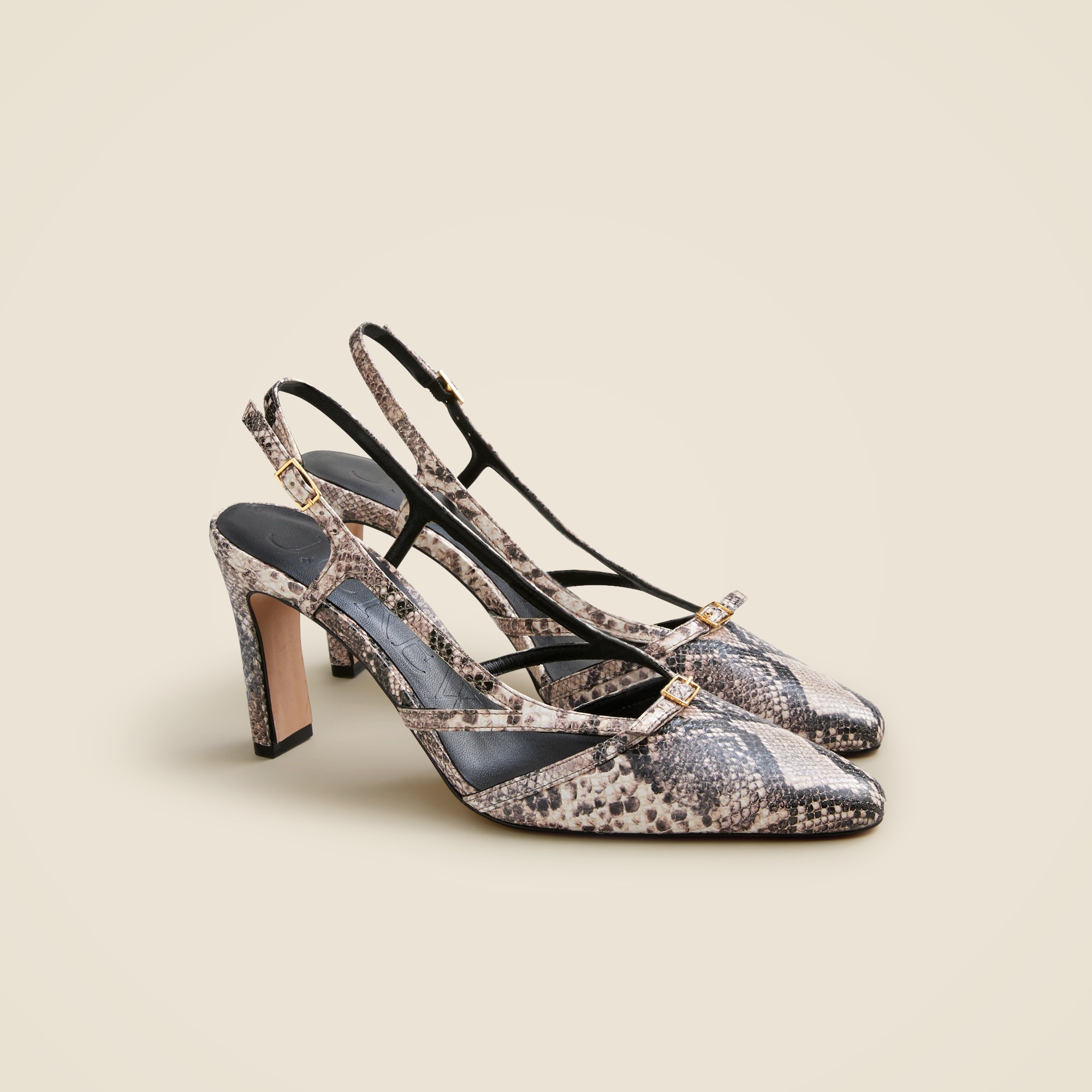 womens Made-in-Spain Jules slingback pumps in snake-embossed leather