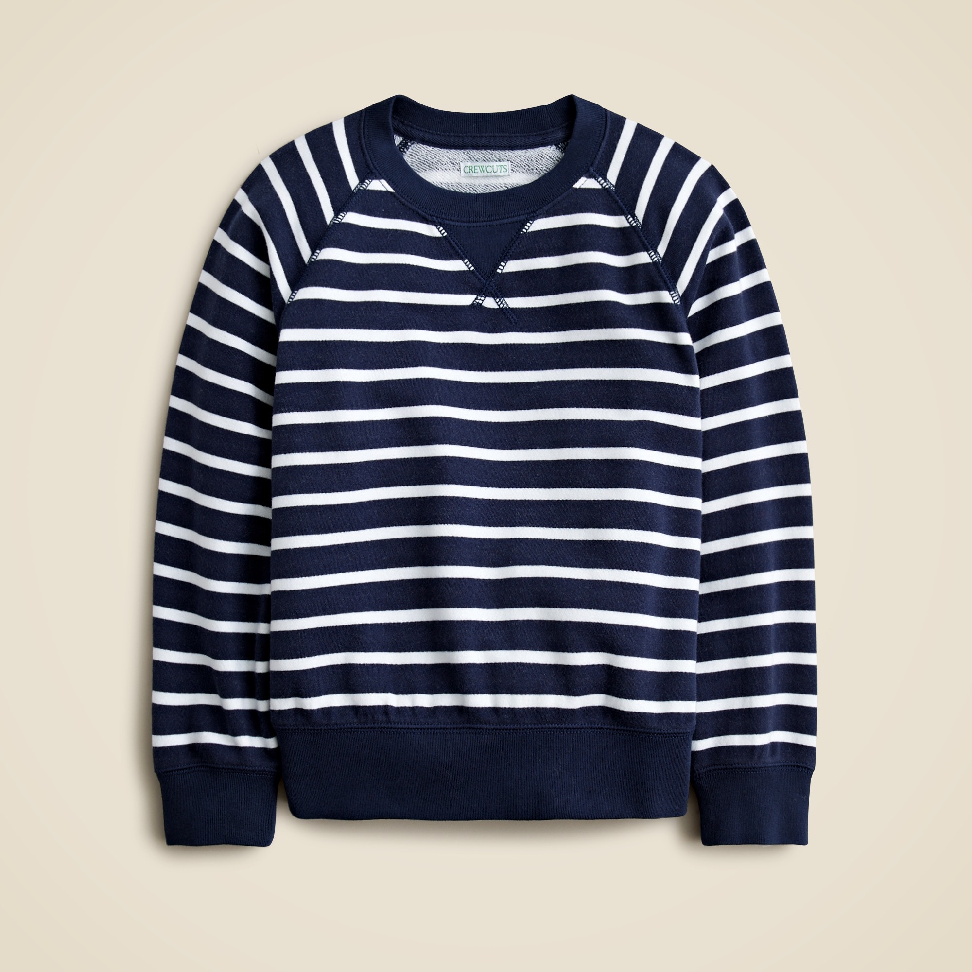 boys KID by Crewcuts garment-dyed crewneck sweatshirt in stripe