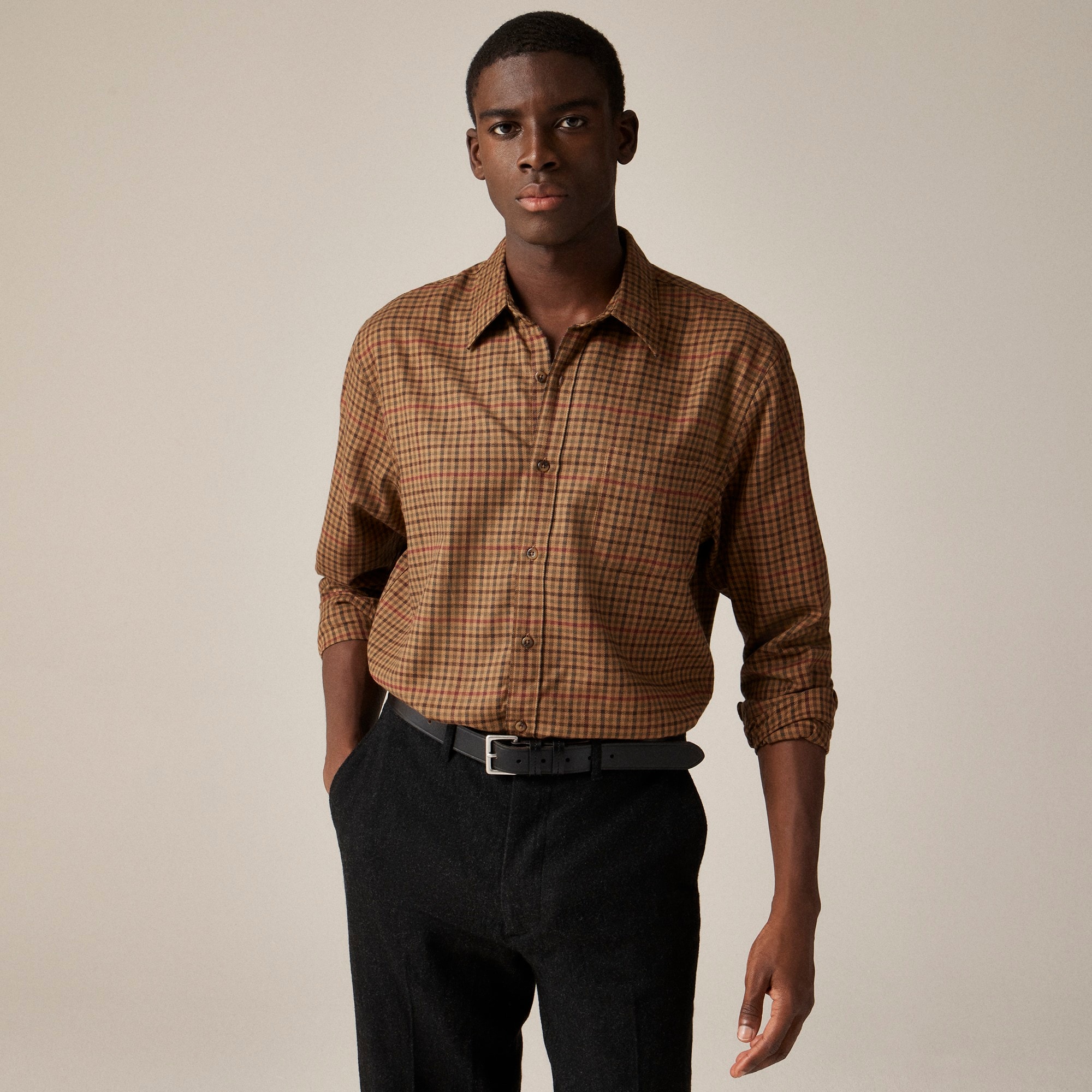 mens Cotton-cashmere blend shirt in check