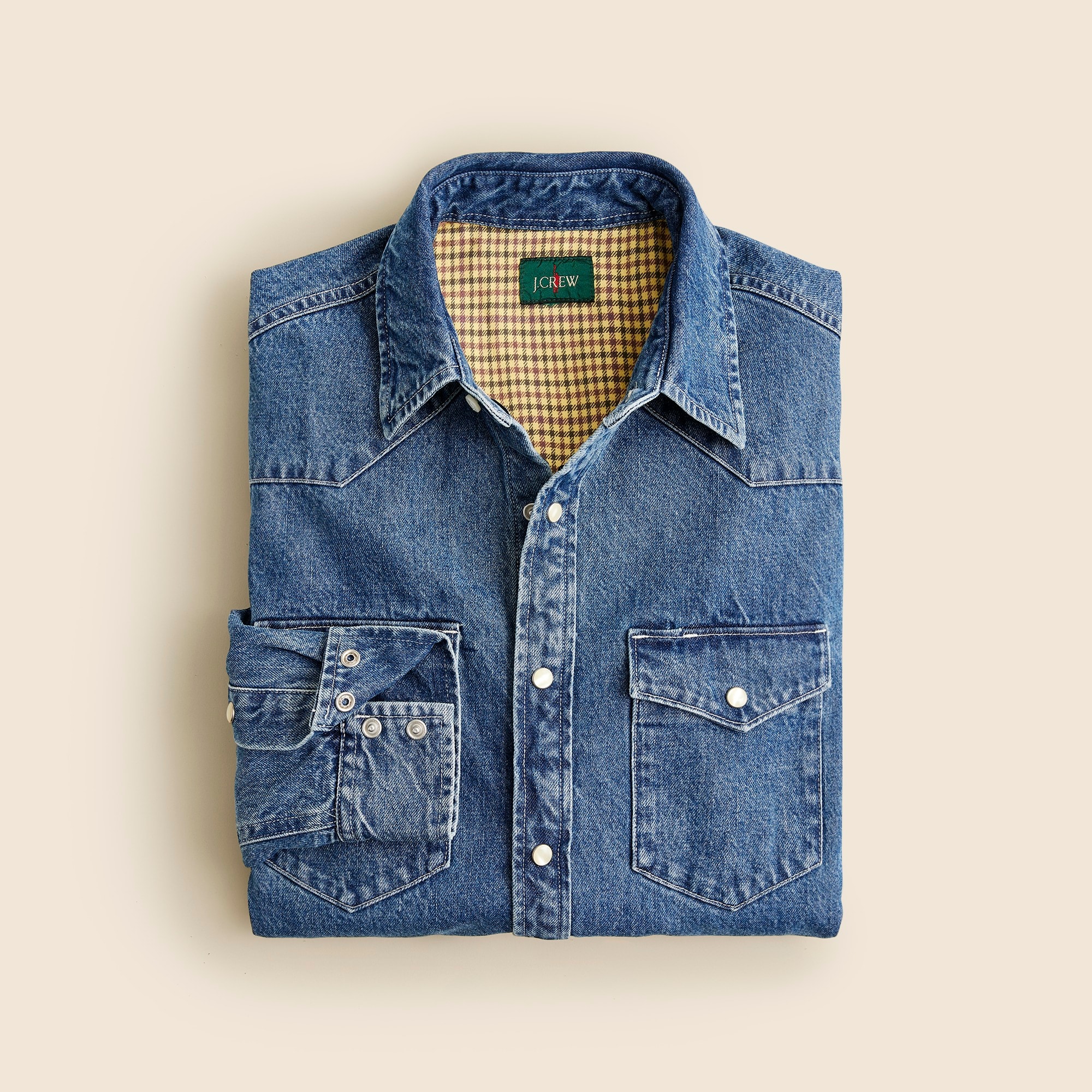 mens Heavyweight denim western shirt with flannel lining