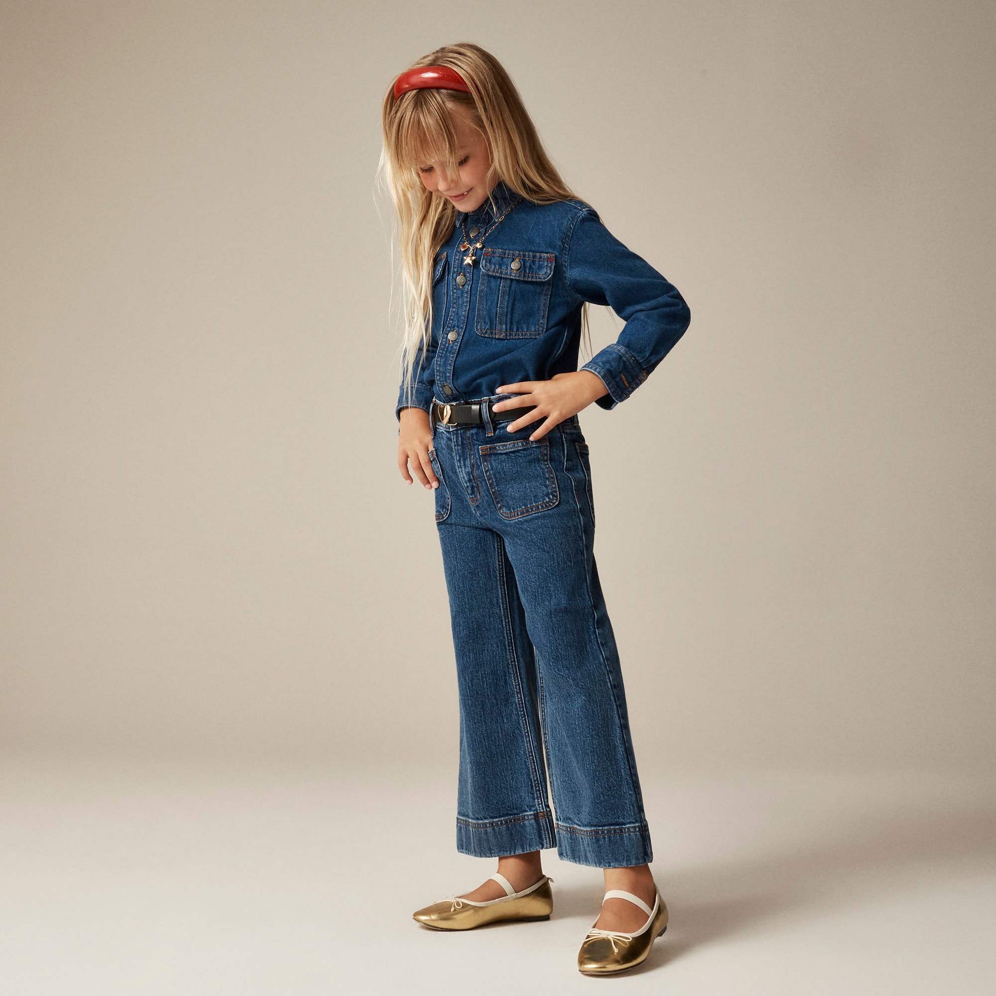 girls Girls' sailor stretch denim trouser