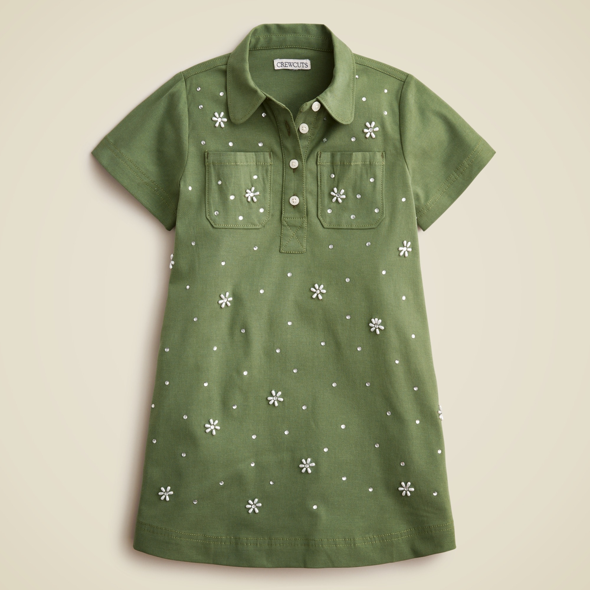 girls Girls' flower-embellished shirtdress in twill