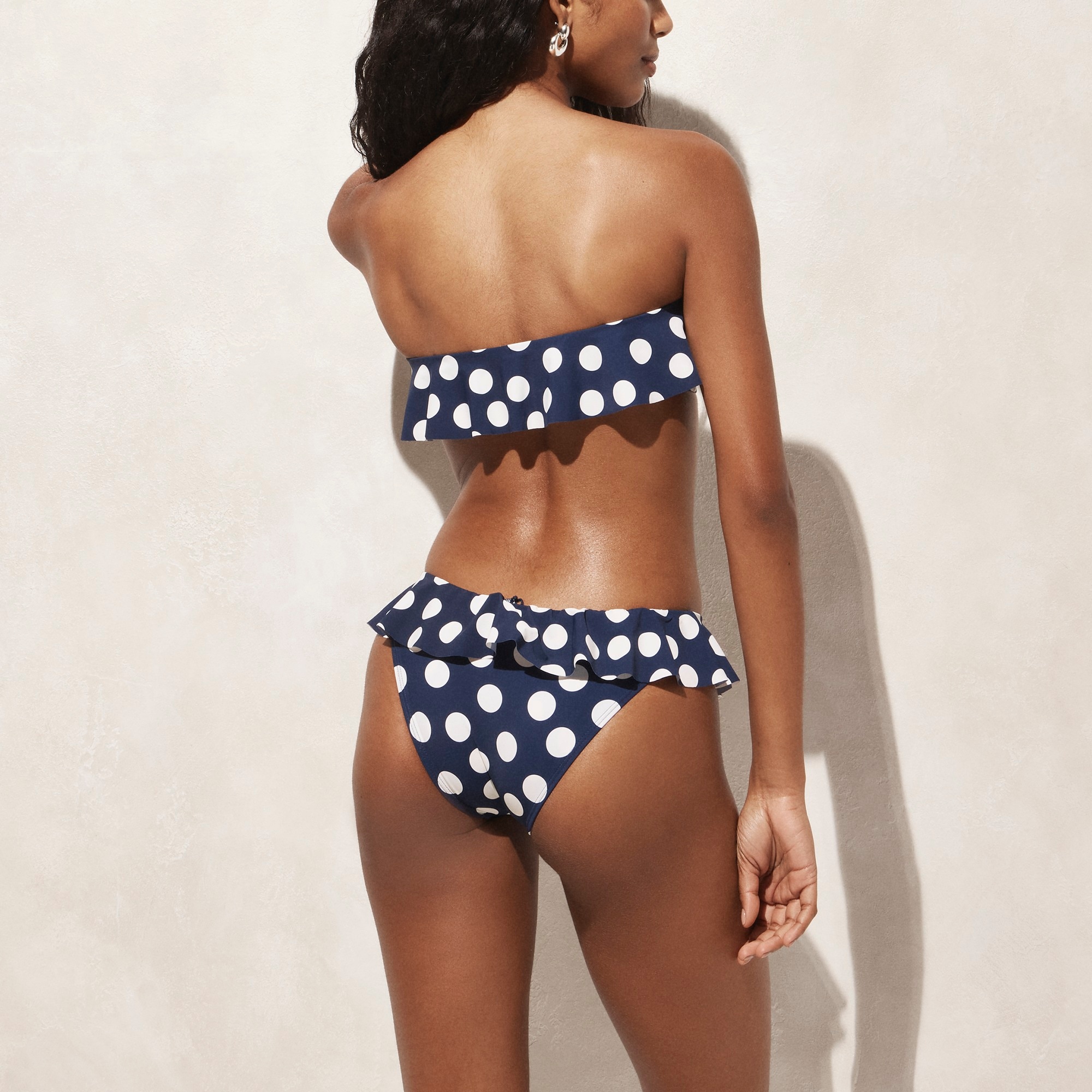 Maryam Nassir Zadeh X J.Crew ruffle bandeau bikini top in dot