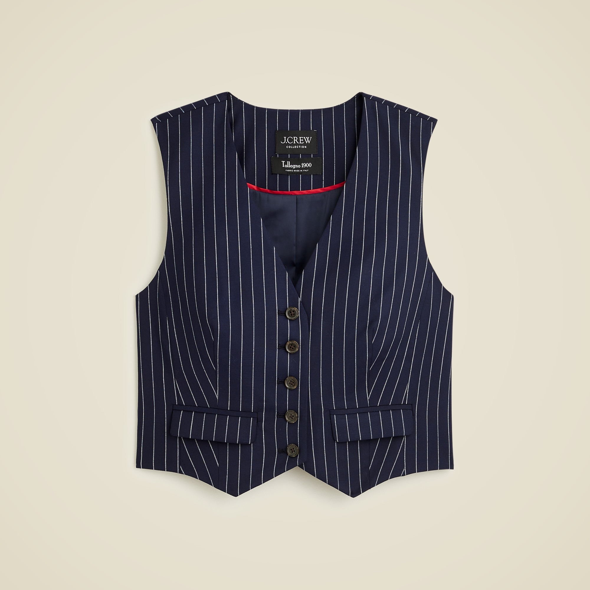 womens Collection classic vest in pinstripe Italian wool blend