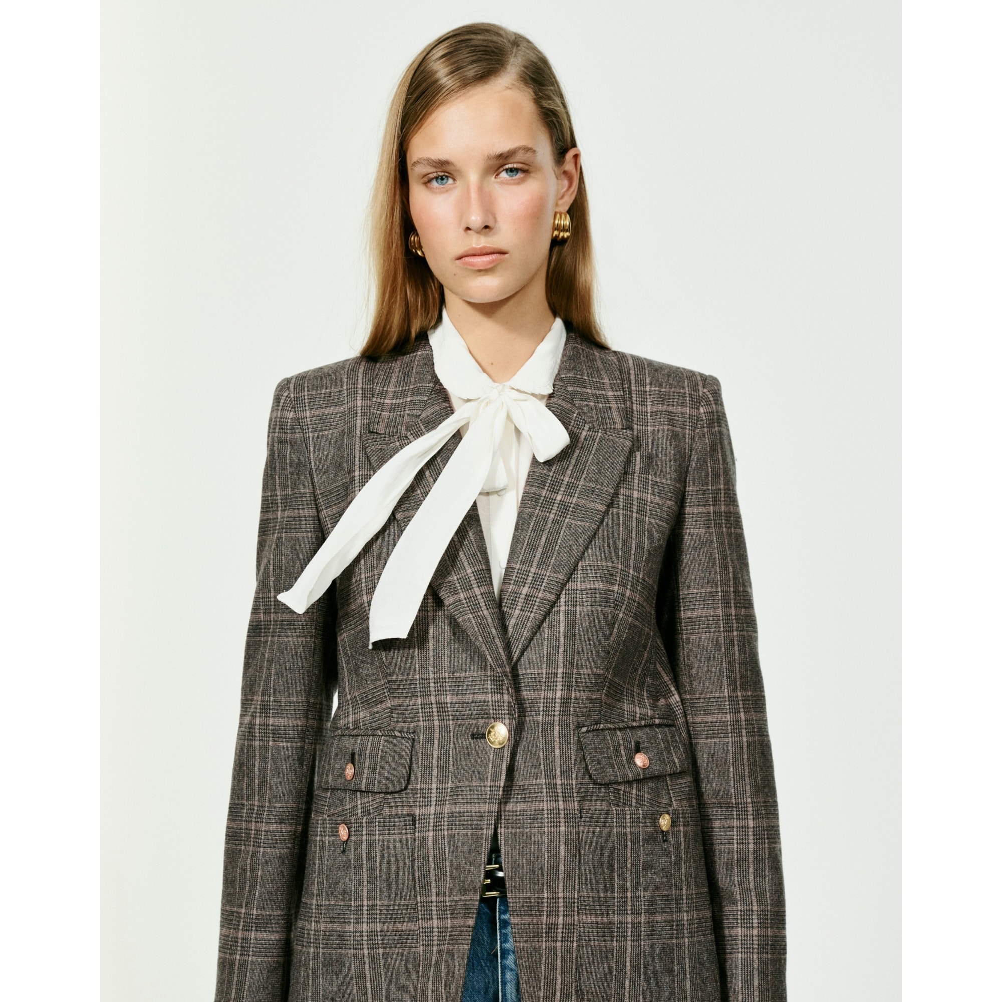 womens Vivienne blazer in plaid Italian wool blend