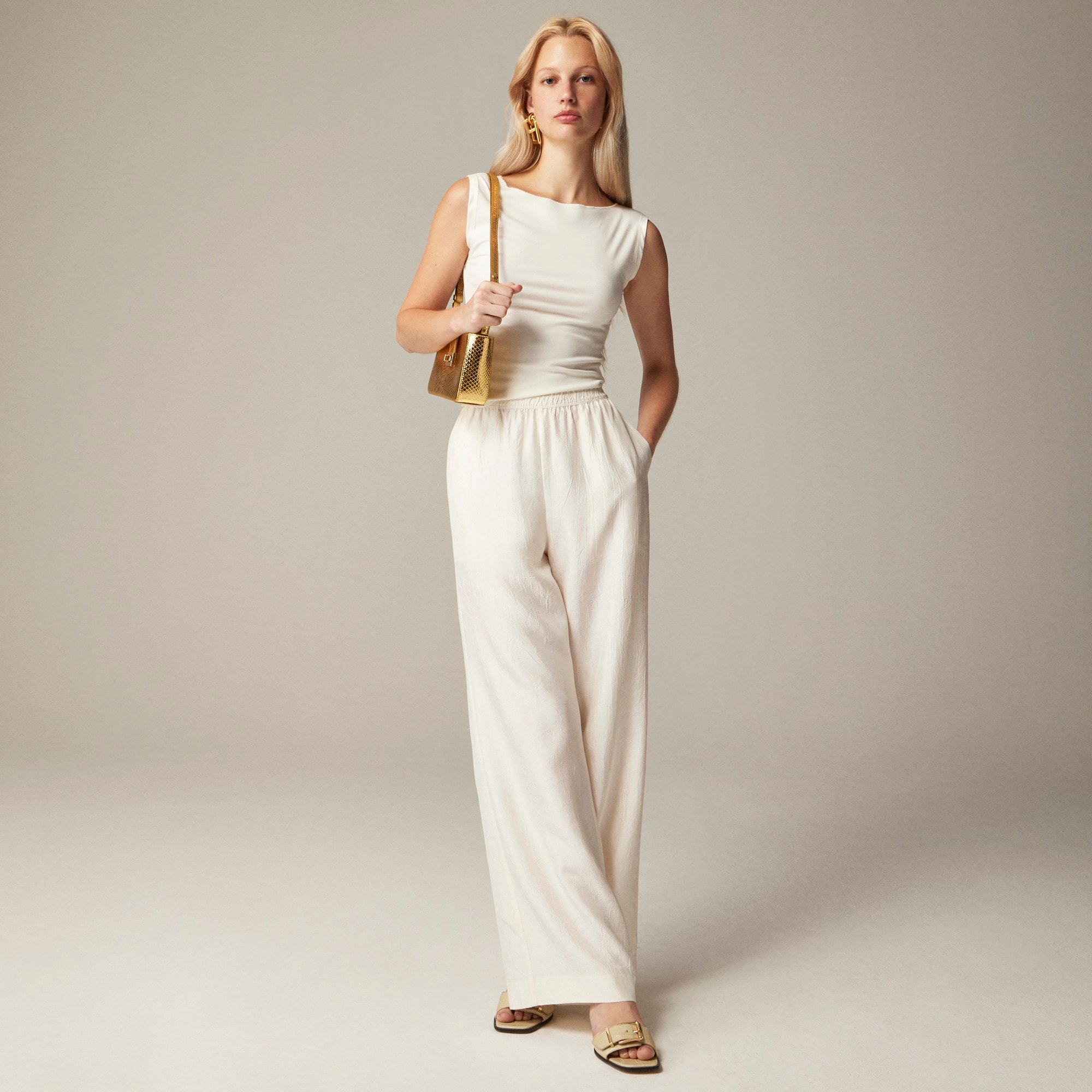 womens Stratus pant in textured satin