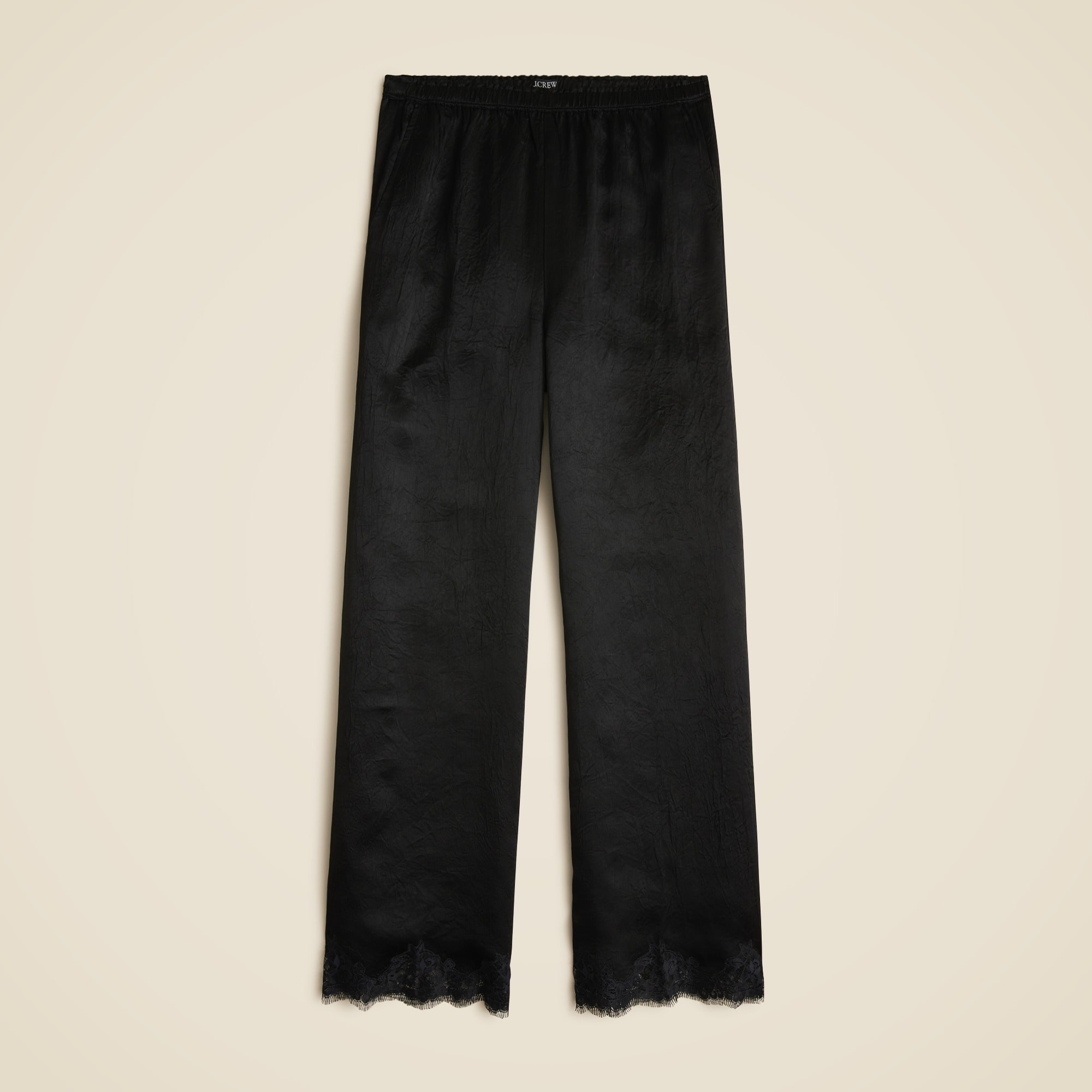 womens Stratus lace-trim pant in textured satin